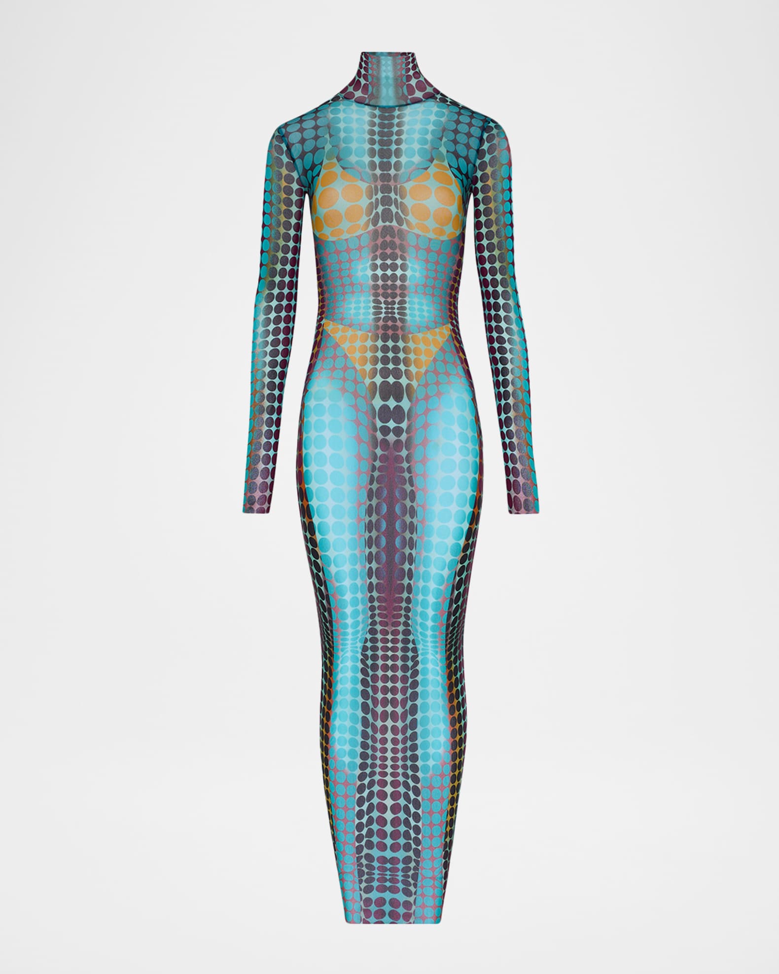 Jean Paul Gaultier Re-Edition Polka-Dot Trompe L'oeil Mesh Long