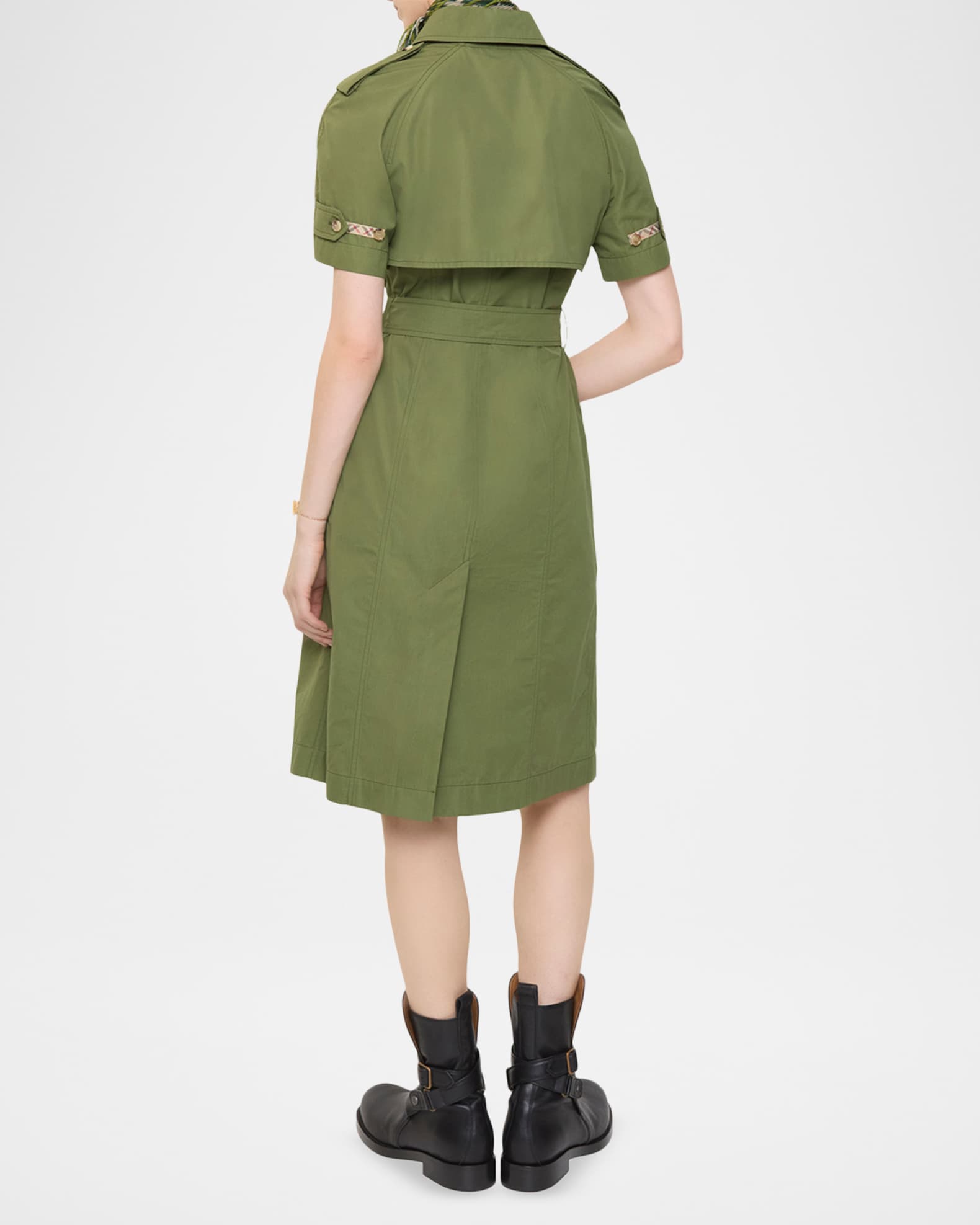 Burberry Marina Short-Sleeve Belted Midi Trench Dress | Neiman Marcus