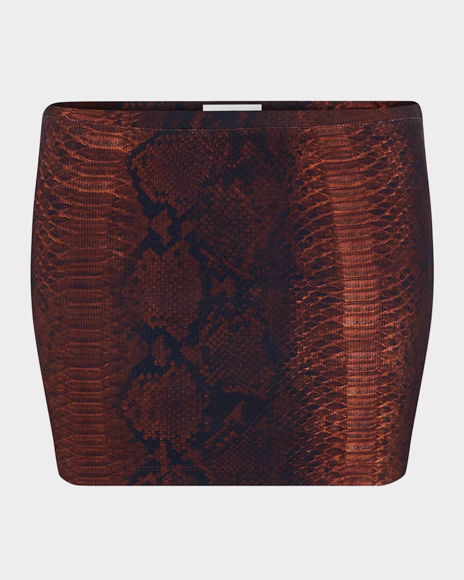 Jean Paul Gaultier Snakeskin-Print Cotton Ribbed Mini Skirt