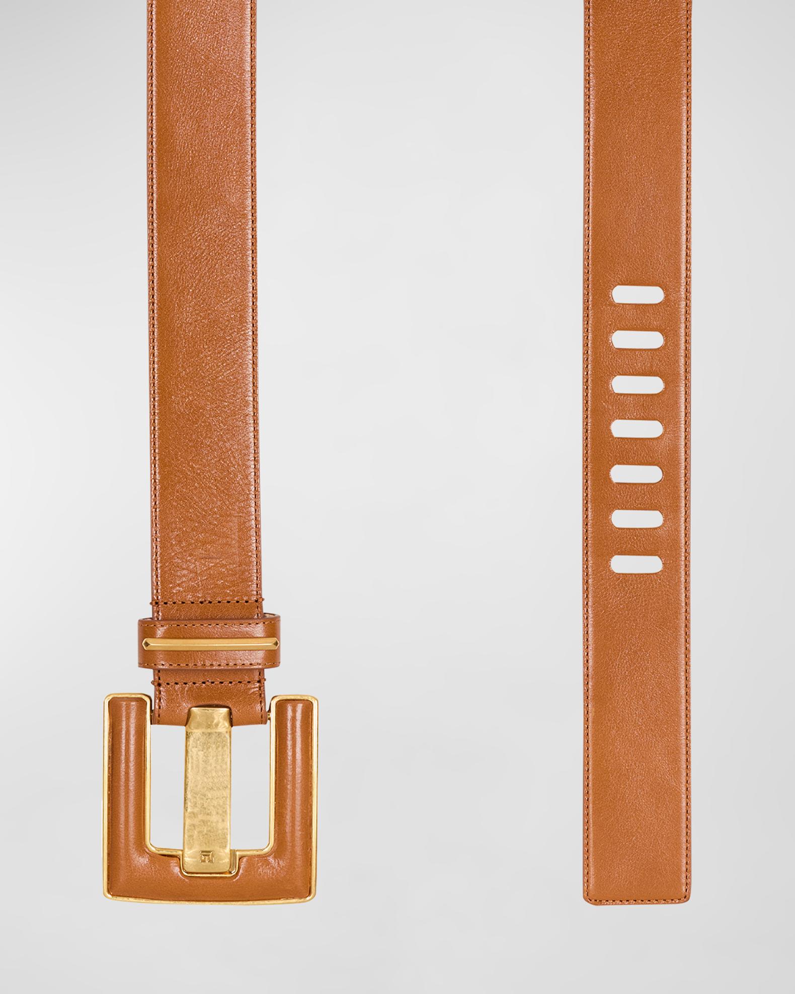 Balmain Anthem Calfskin Leather Waist Belt | Neiman Marcus display picture 3