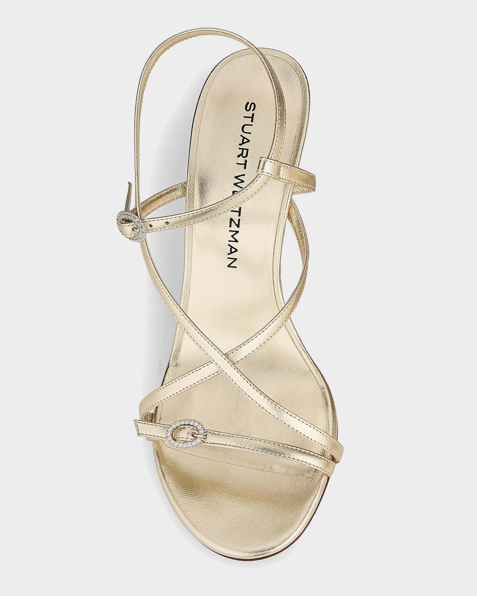 sharmonaカート Stuart Weitzman 85mm Kensington Metallic Leather Strappy Sandals