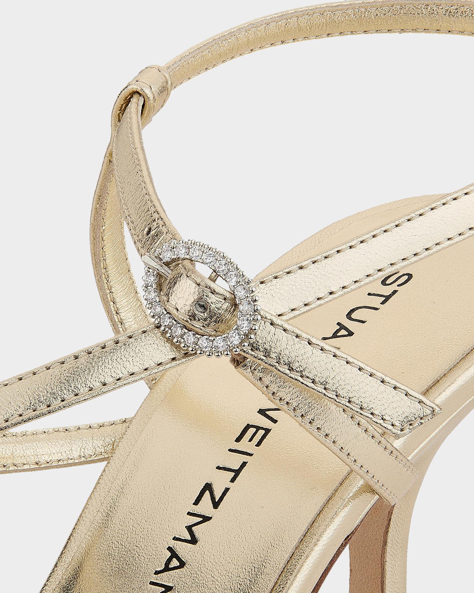 sharmonaカート Stuart Weitzman 85mm Kensington Metallic Leather Strappy Sandals