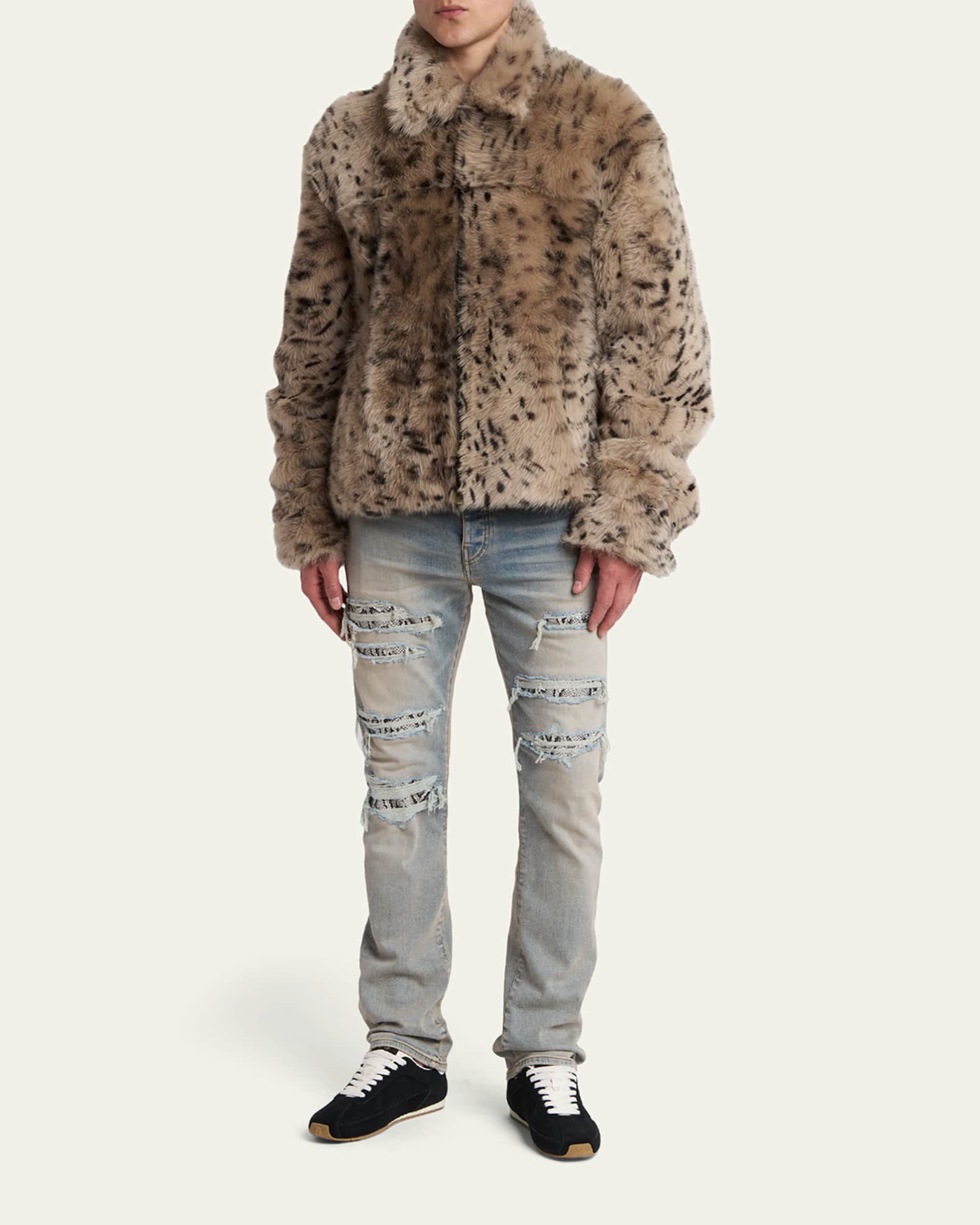 Amiri Men's Deer Shearling Full-Zip Jacket | Neiman Marcus