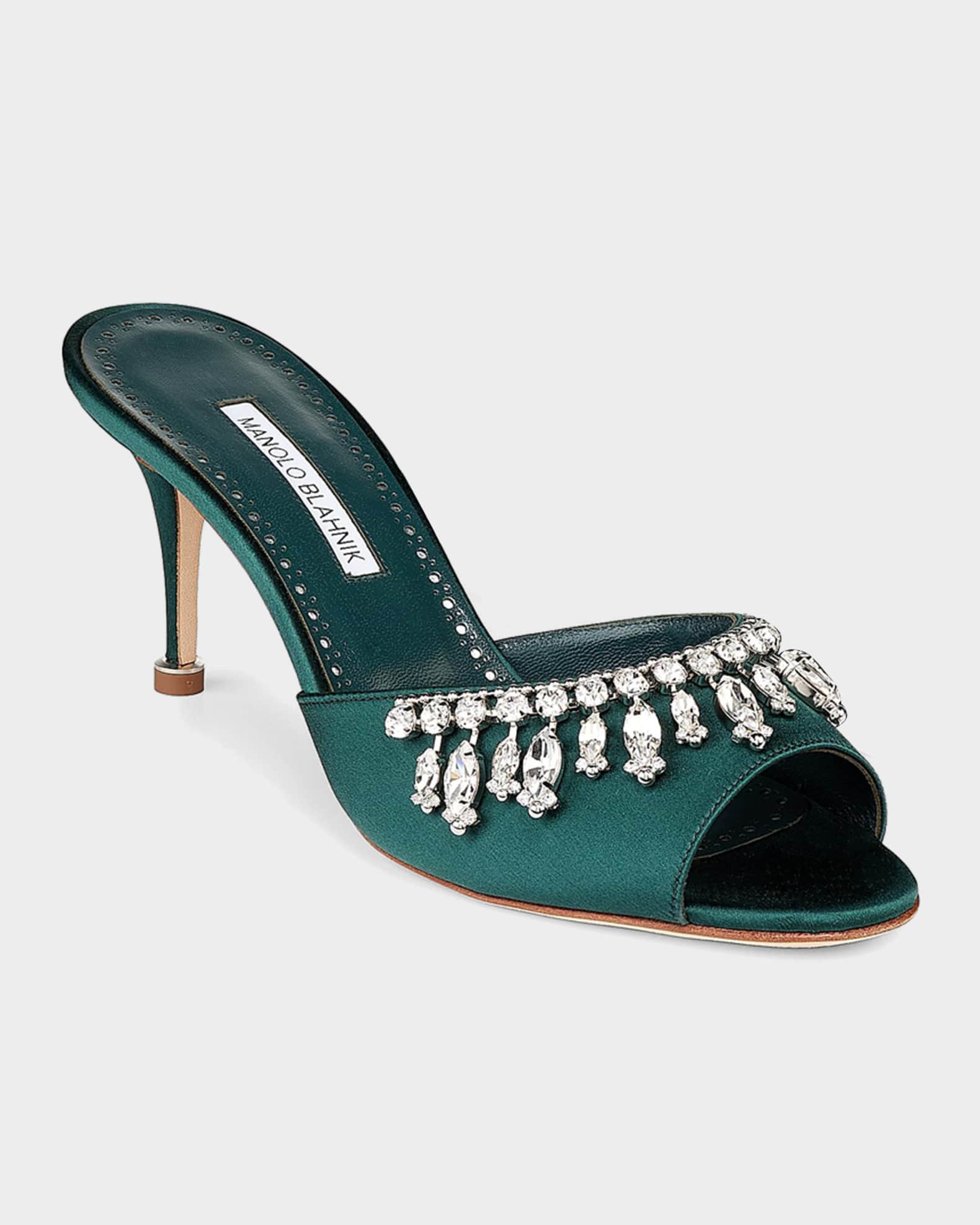 Manolo Blahnik Tulimu Crystal-Embellished Mules | Neiman Marcus