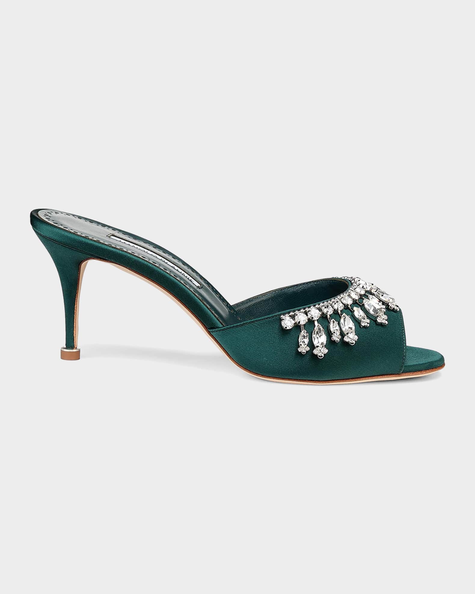 Manolo Blahnik Tulimu Crystal-Embellished Mules | Neiman Marcus