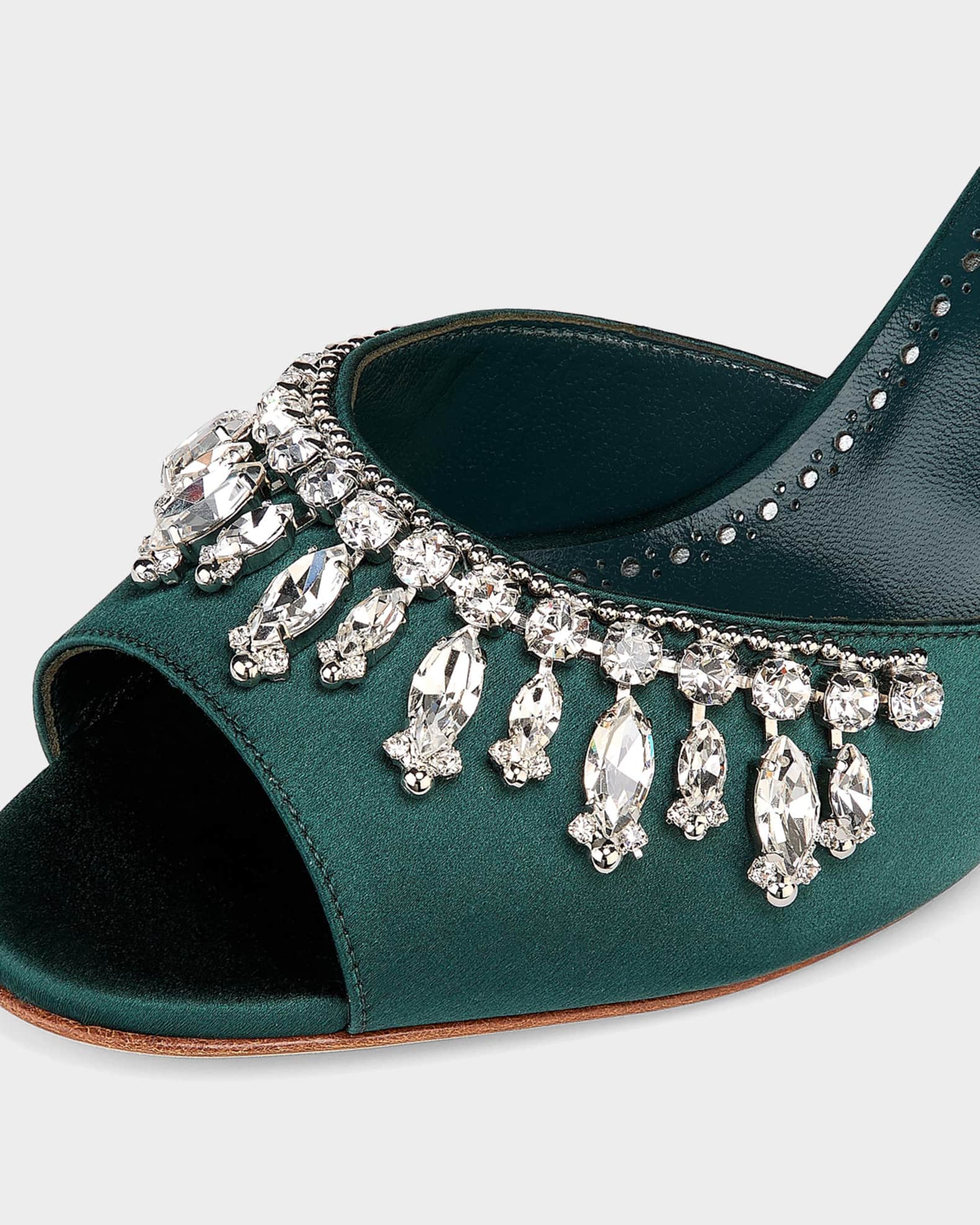 Manolo Blahnik Tulimu Crystal-Embellished Mules | Neiman Marcus