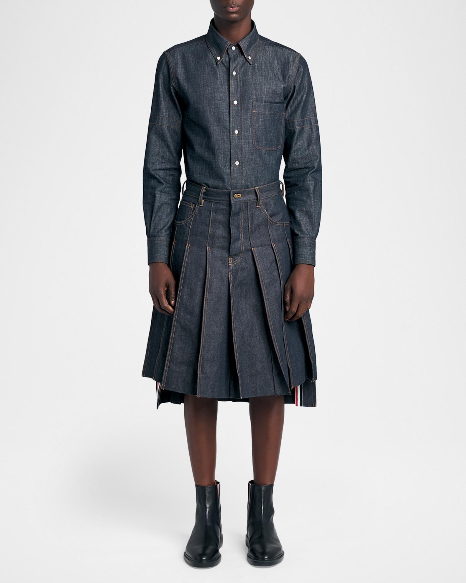 ThomBrowne シャツ Thom Browne Men's Selvedge Denim Button-Down Shirt | Neiman Marcus