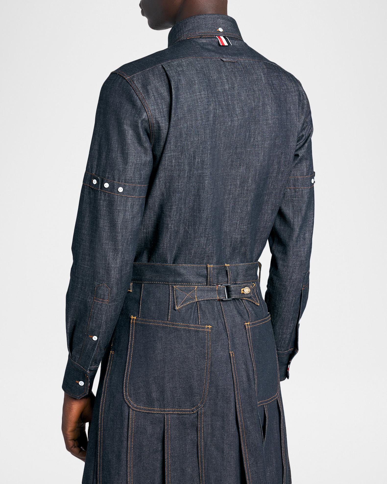 Thom Browne Men's Selvedge Denim Button-Down Shirt | Neiman Marcus