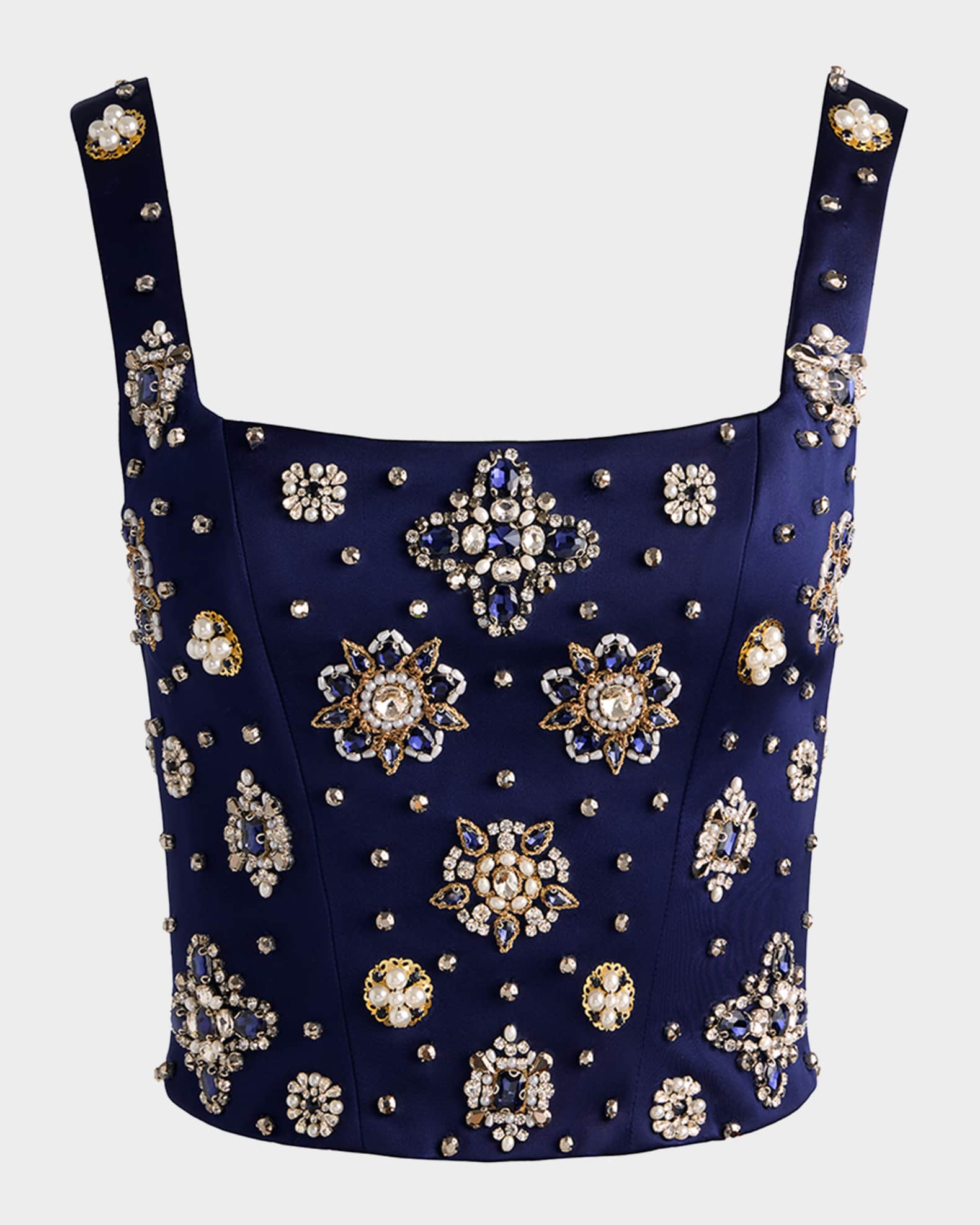 ALICE + OLIVIA Lilianna Embellished Satin Corset Top | Neiman Marcus