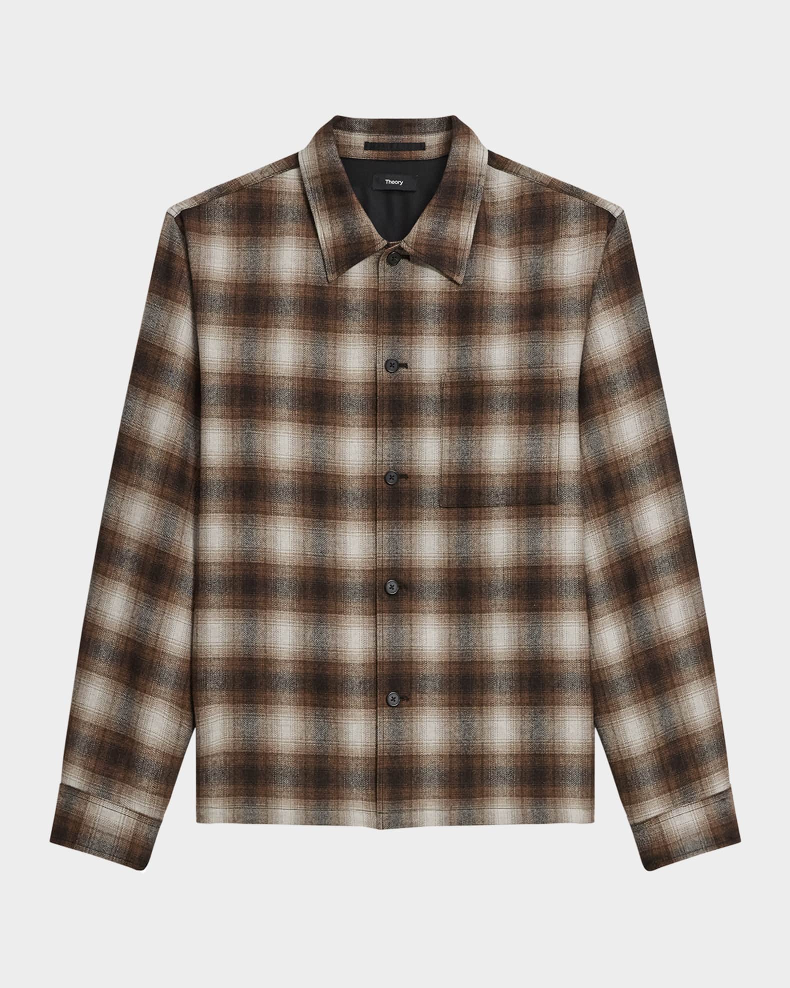 Theory Men's Jesi Plaid Wool-Blend Button-Down Shirt | Neiman Marcus