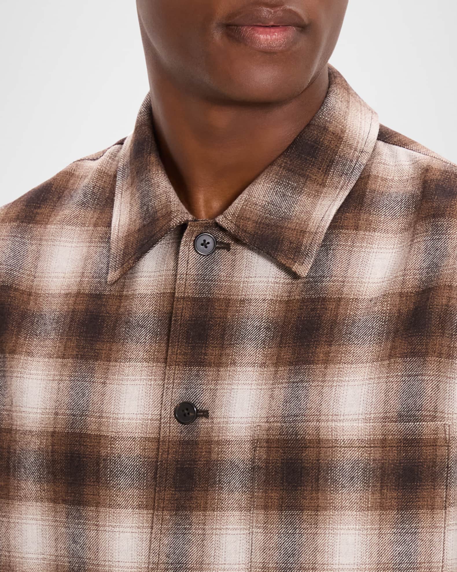 Theory Men's Jesi Plaid Wool-Blend Button-Down Shirt | Neiman Marcus
