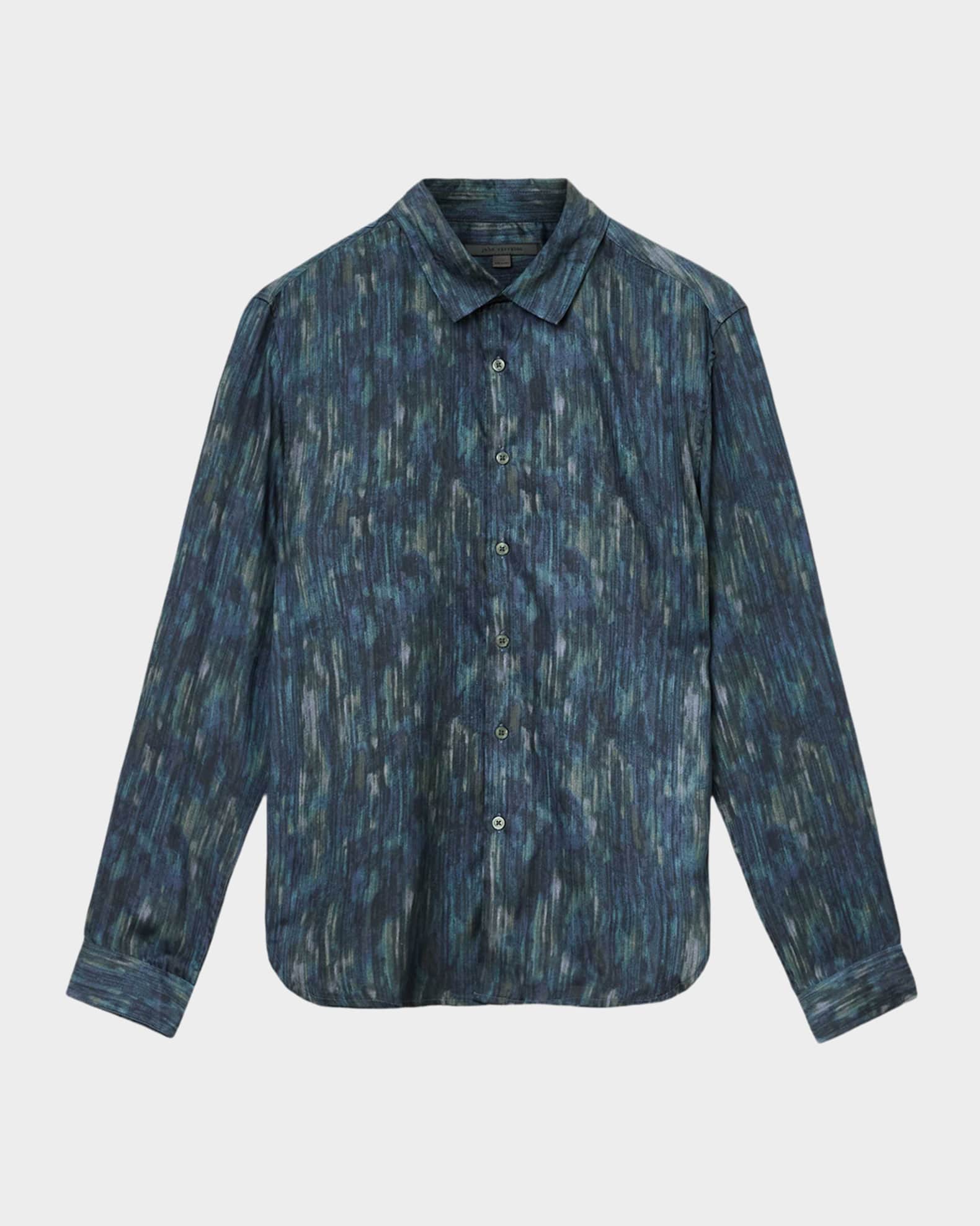 Men's Ross Slim Fit Modal Water-Print Button-Down Shirt