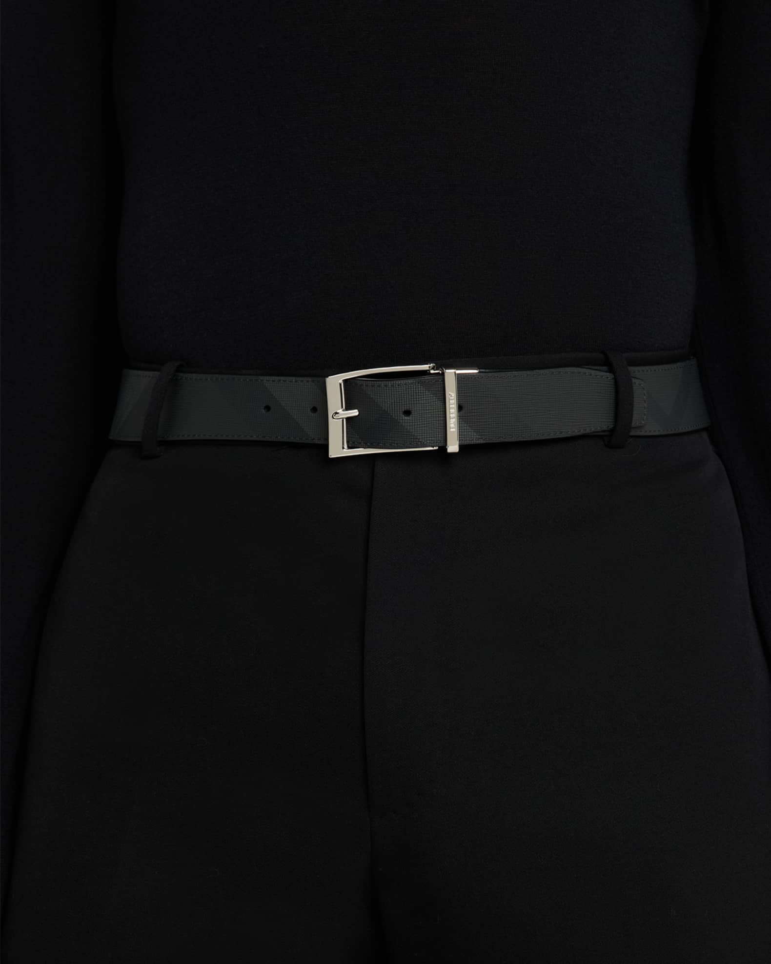 Burberry Men's Reversible Check Leather Belt | Neiman Marcus