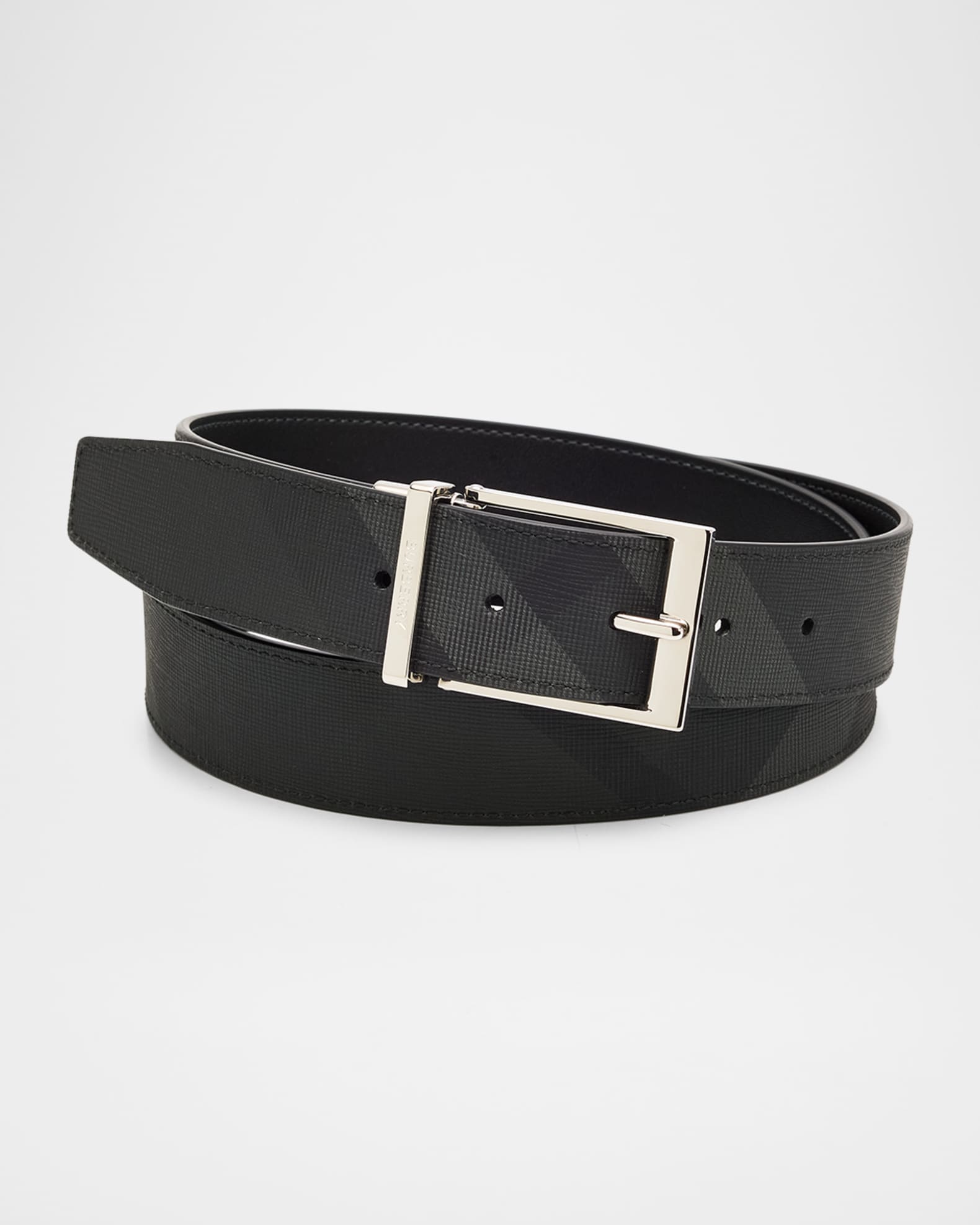 Burberry Men's Reversible Check Leather Belt | Neiman Marcus