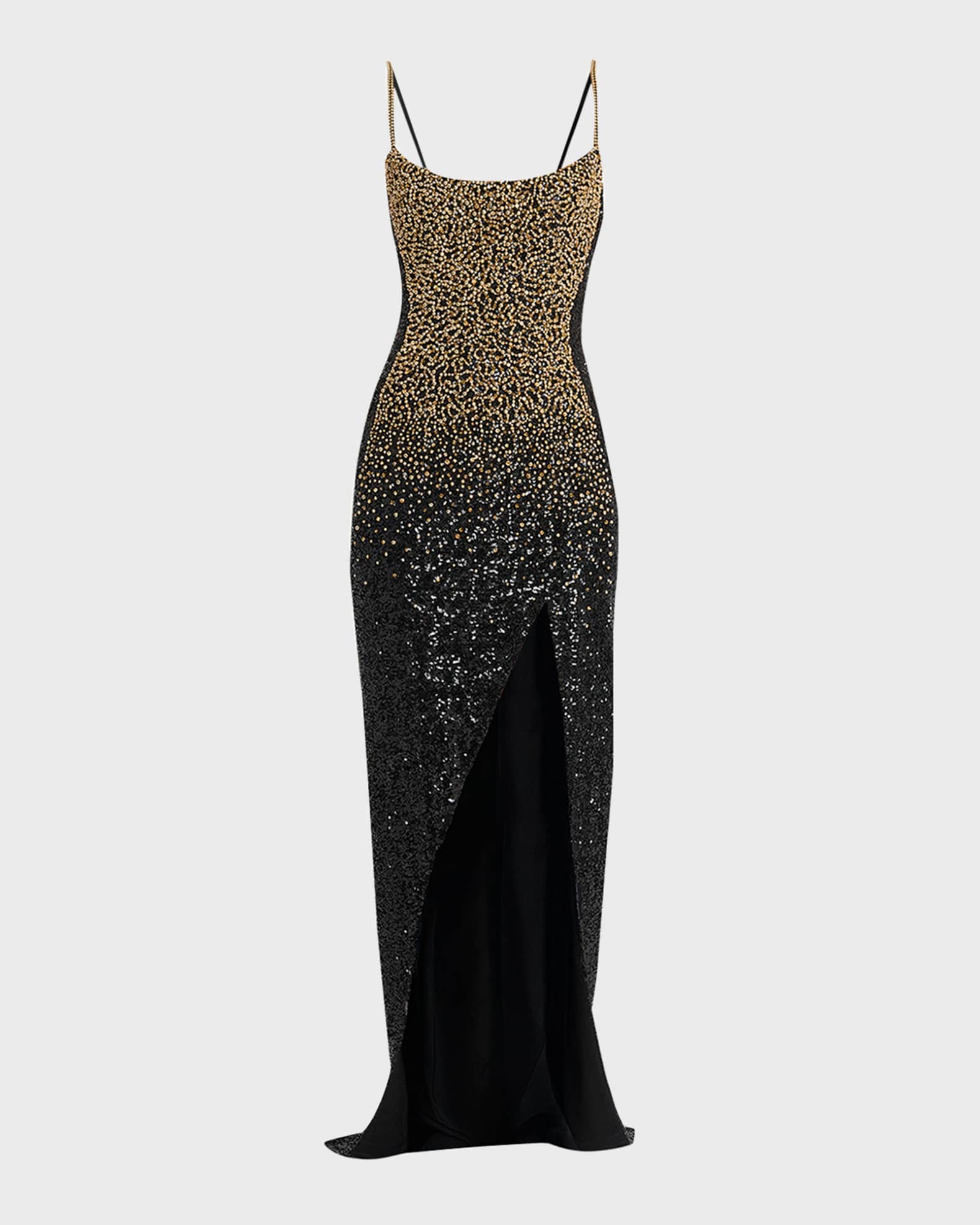 Balmain Dragrade Crystal Sequined Slit Gown | Neiman Marcus