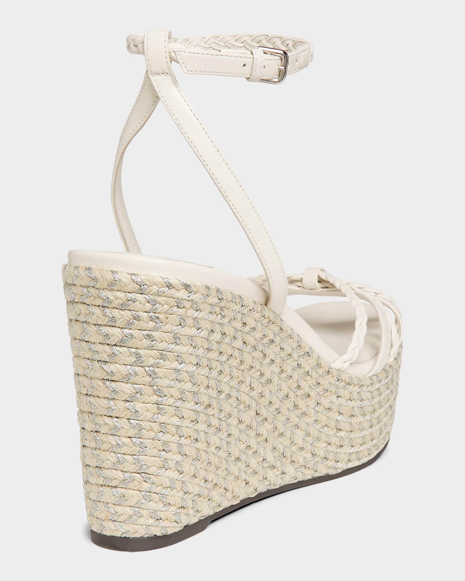 JIMMY CHOO EVANドラムバッグ ホワイト/ブラック Jimmy Choo 100mm Dree Leather Espadrille Wedge Sandals | Neiman Marcus