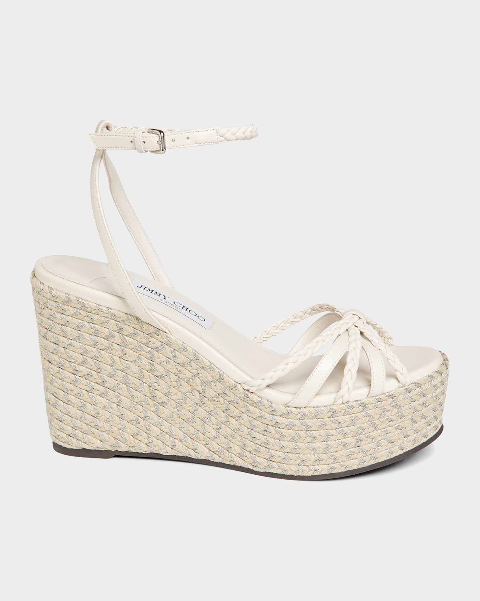 Jimmy Choo 100mm Dree Leather Espadrille Wedge Sandals | Neiman Marcus