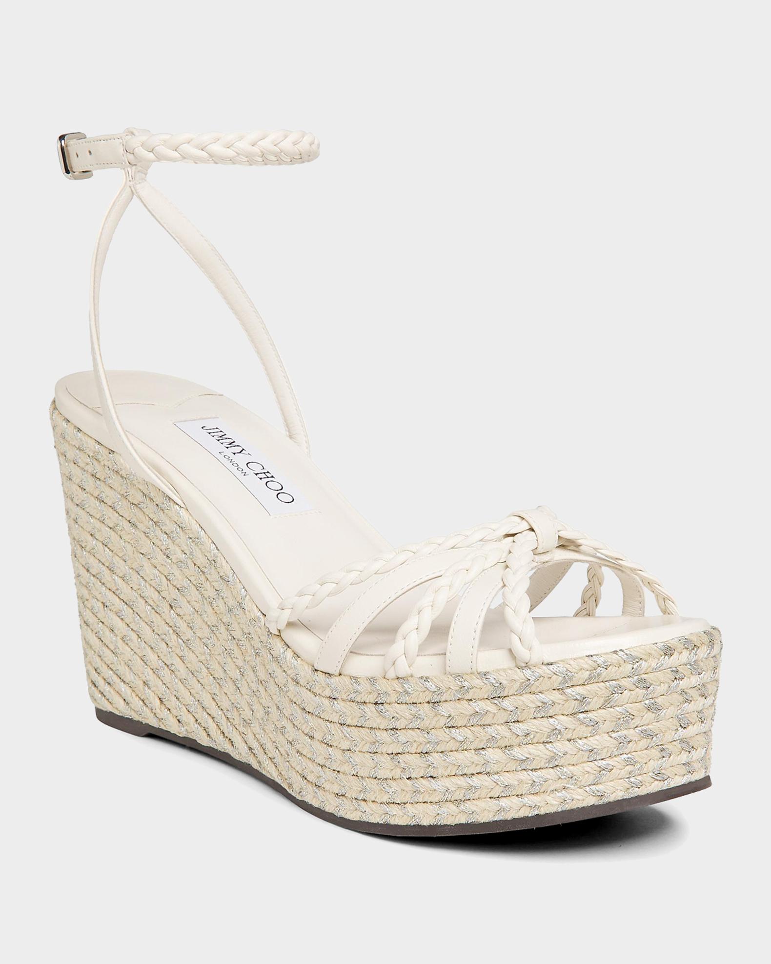 Jimmy Choo 100mm Dree Leather Espadrille Wedge Sandals | Neiman Marcus