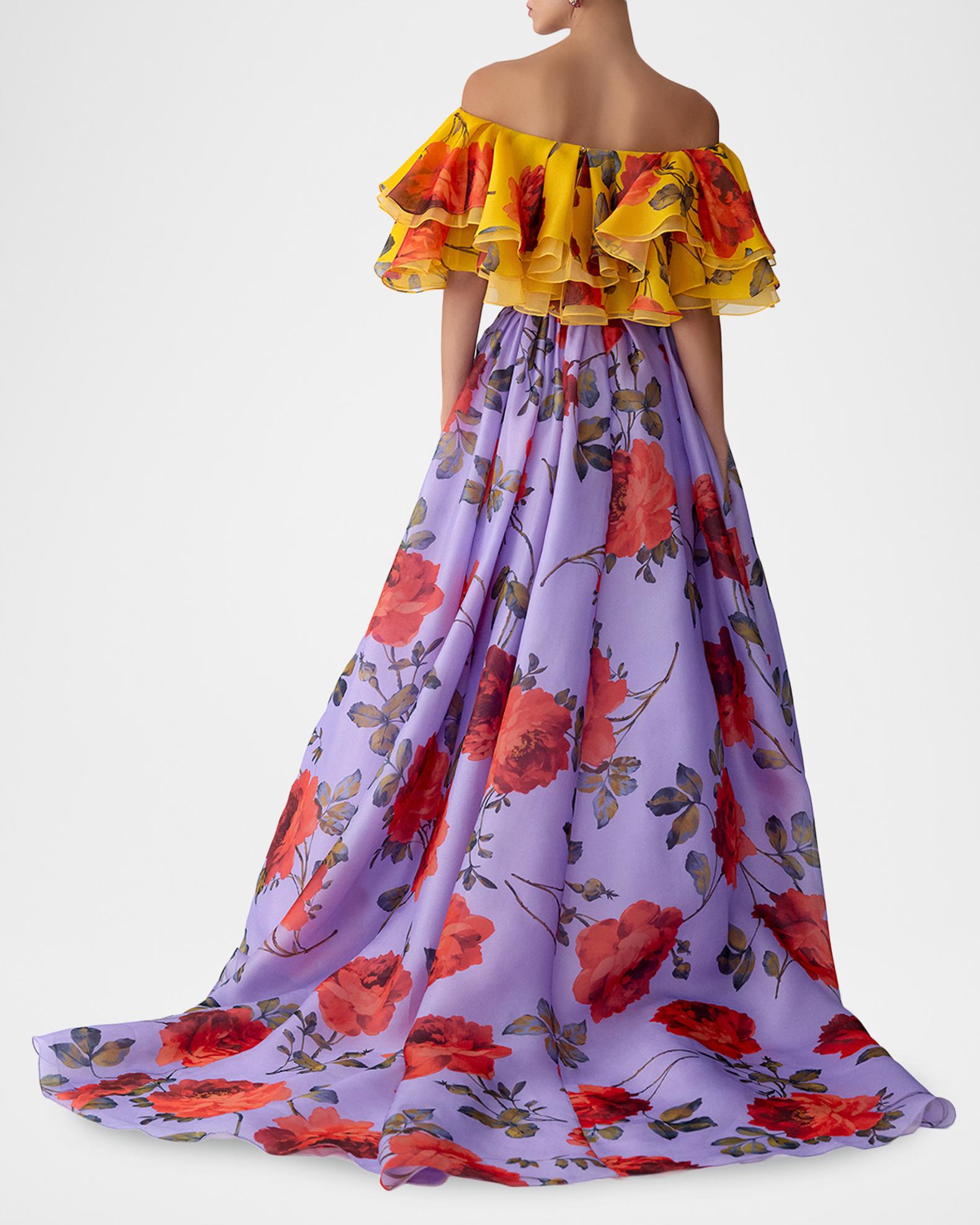 carolina herrera silk maxi dress Carolina Herrera Tulip-print Shirt Maxi Dress