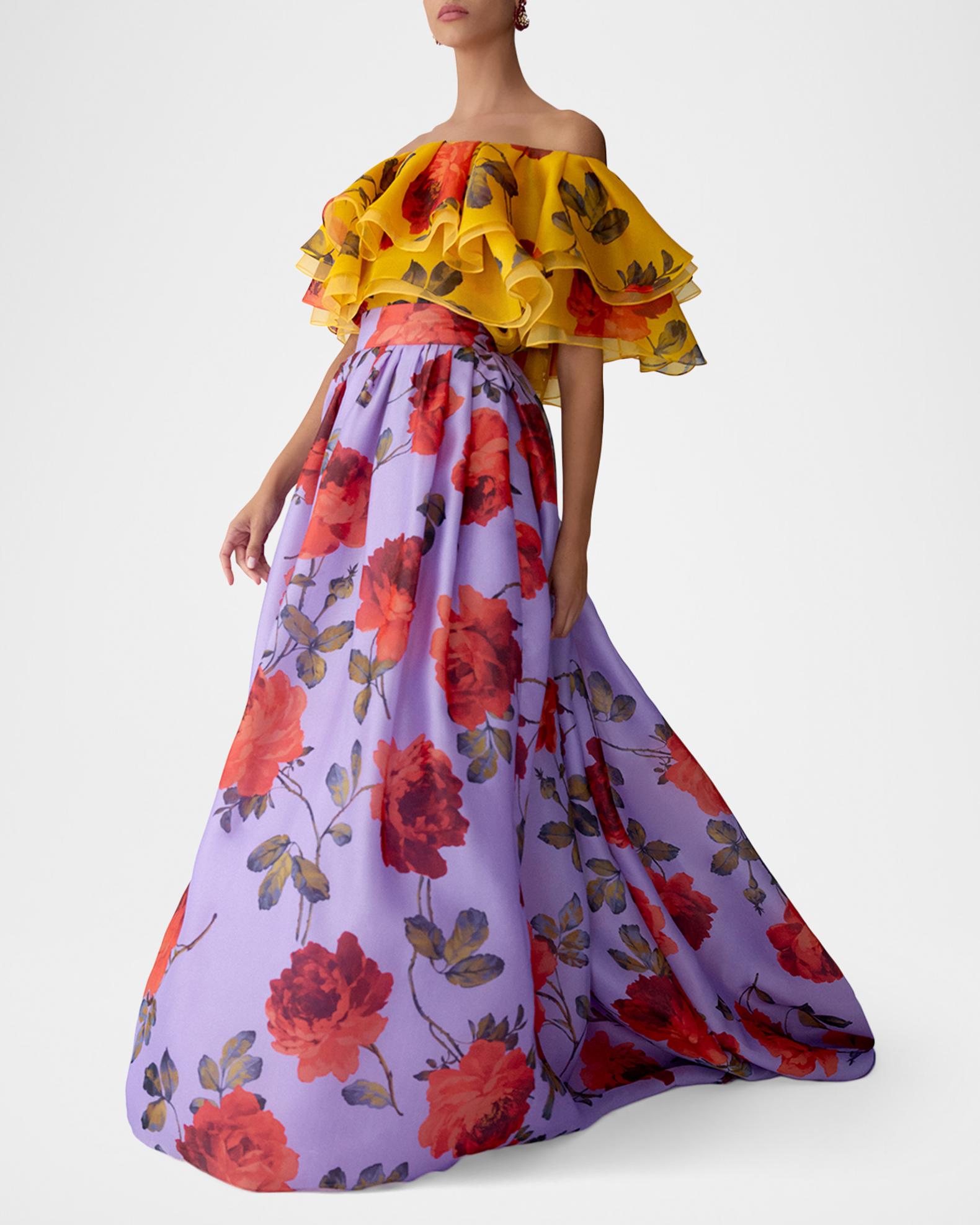 Carolina Herrera Rose Silk Organza Ball Skirt | Neiman Marcus