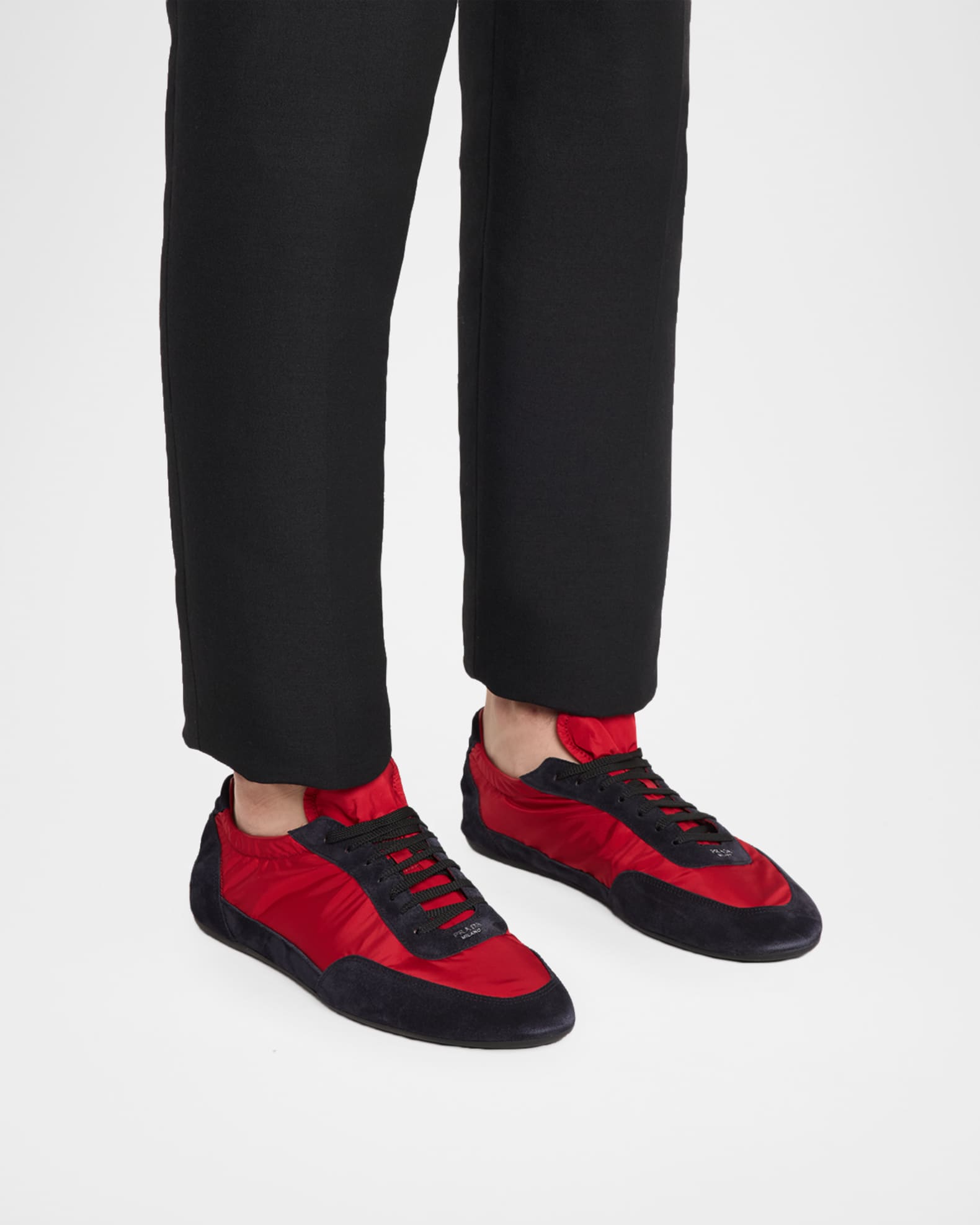 Prada Men's Collapse Re-Nylon and Suede Slip-On Sneakers | Neiman