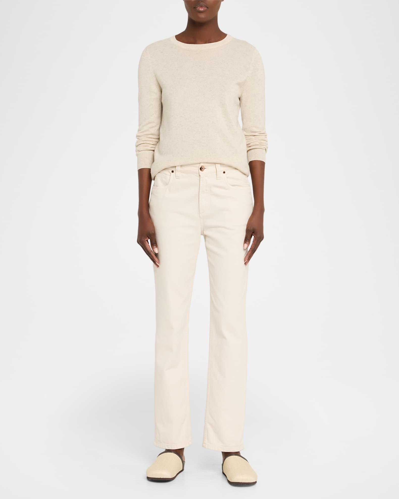 Brunello Cucinelli Monili Leather-Trimmed Raffia Mules | Neiman Marcus