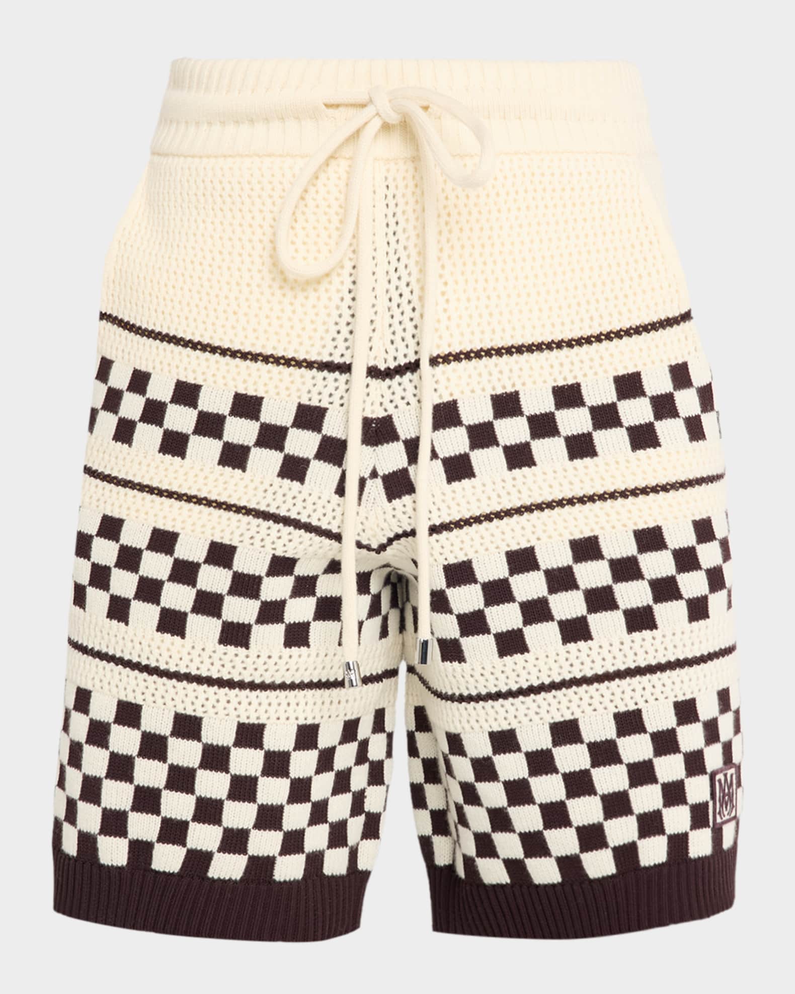 Amiri Men's Wool Mesh Knit Checkerboard Shorts | Neiman Marcus