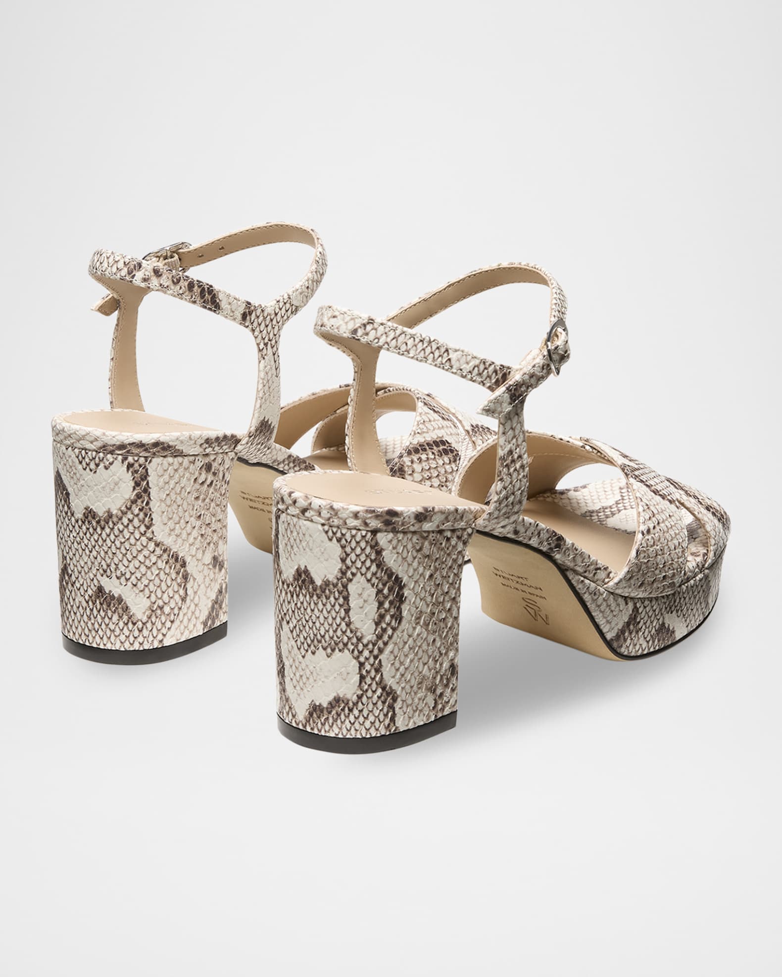 Stuart Weitzman 80mm Dayna Snake-Embossed Leather Platform Sandals
