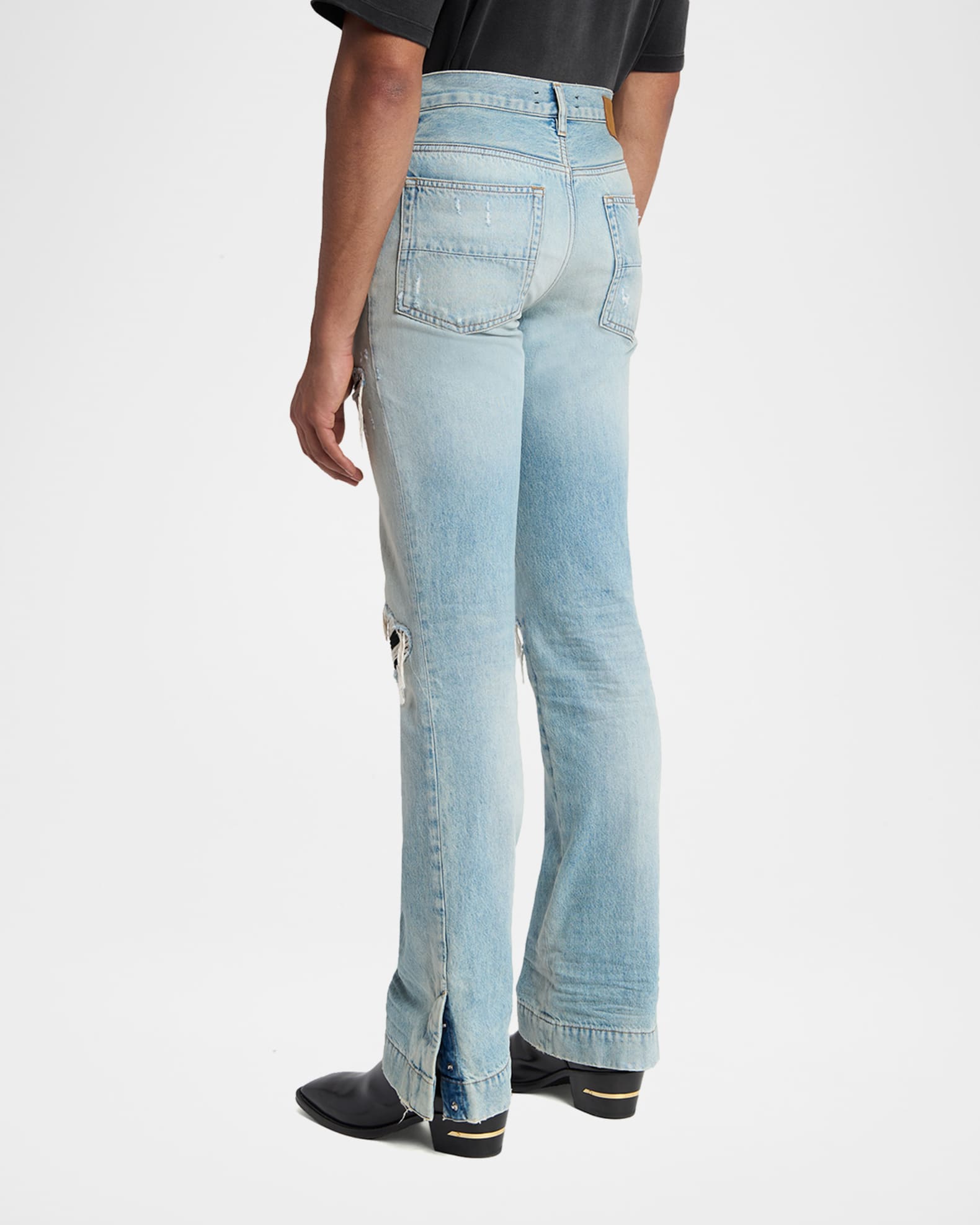 限定価格Mary logo flare denim M blue beige ANDMARY】Mary logo flare denim