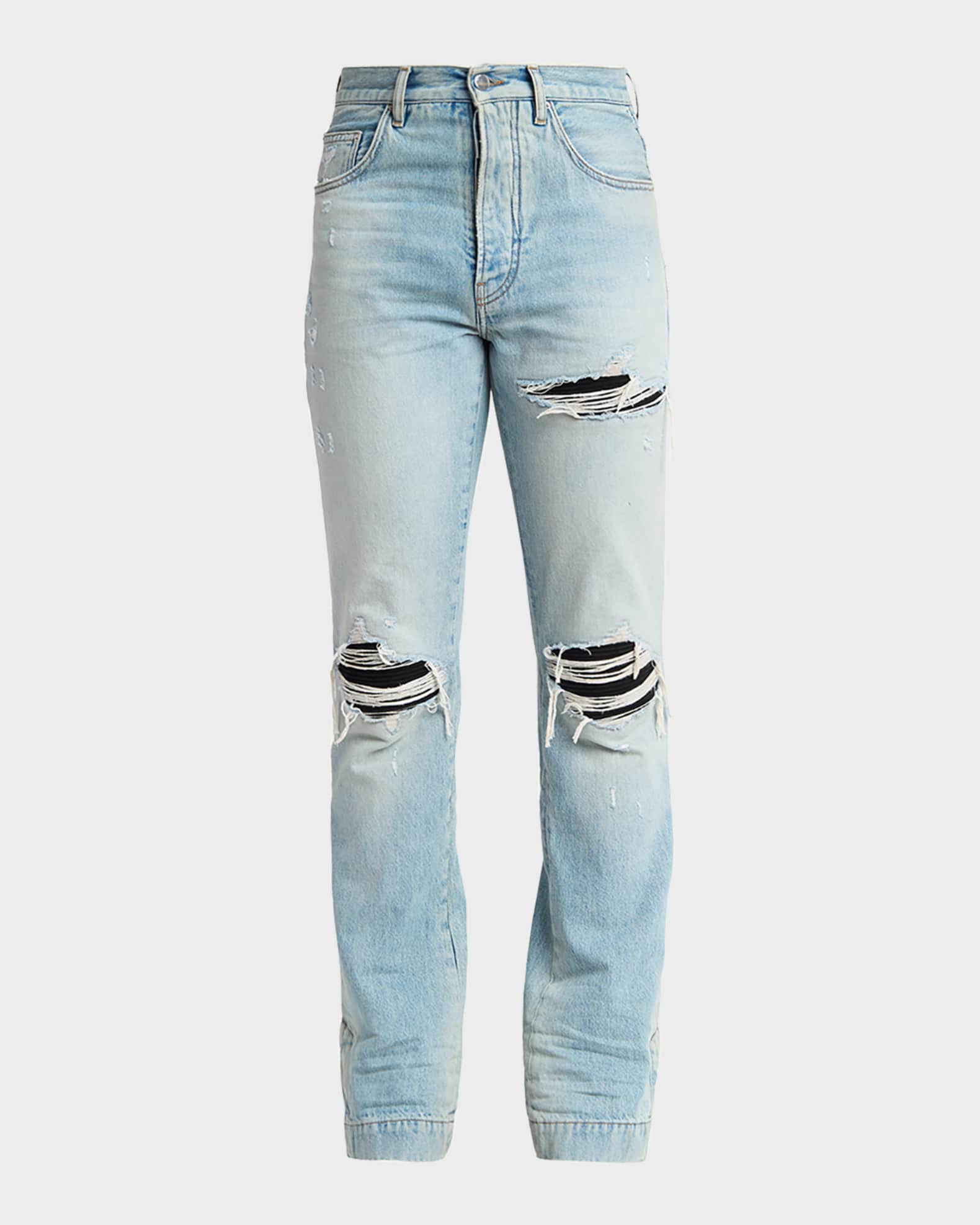 Amiri Men's MX1 Distressed Slim-Fit Flare Jeans | Neiman Marcus