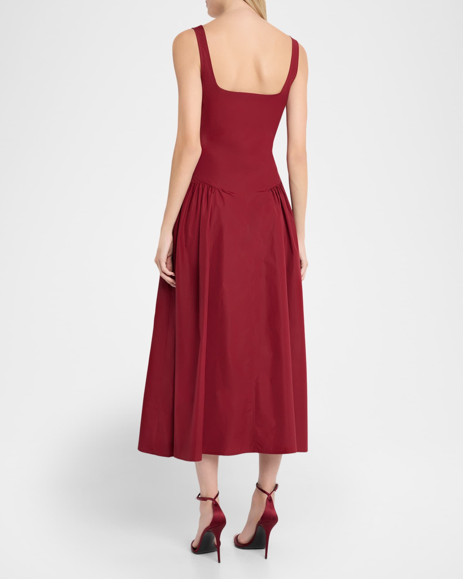 green emerald velvet dress Miss Circle Women's Nahla Red Drop Waist Midi Dress with Buttons main image 0