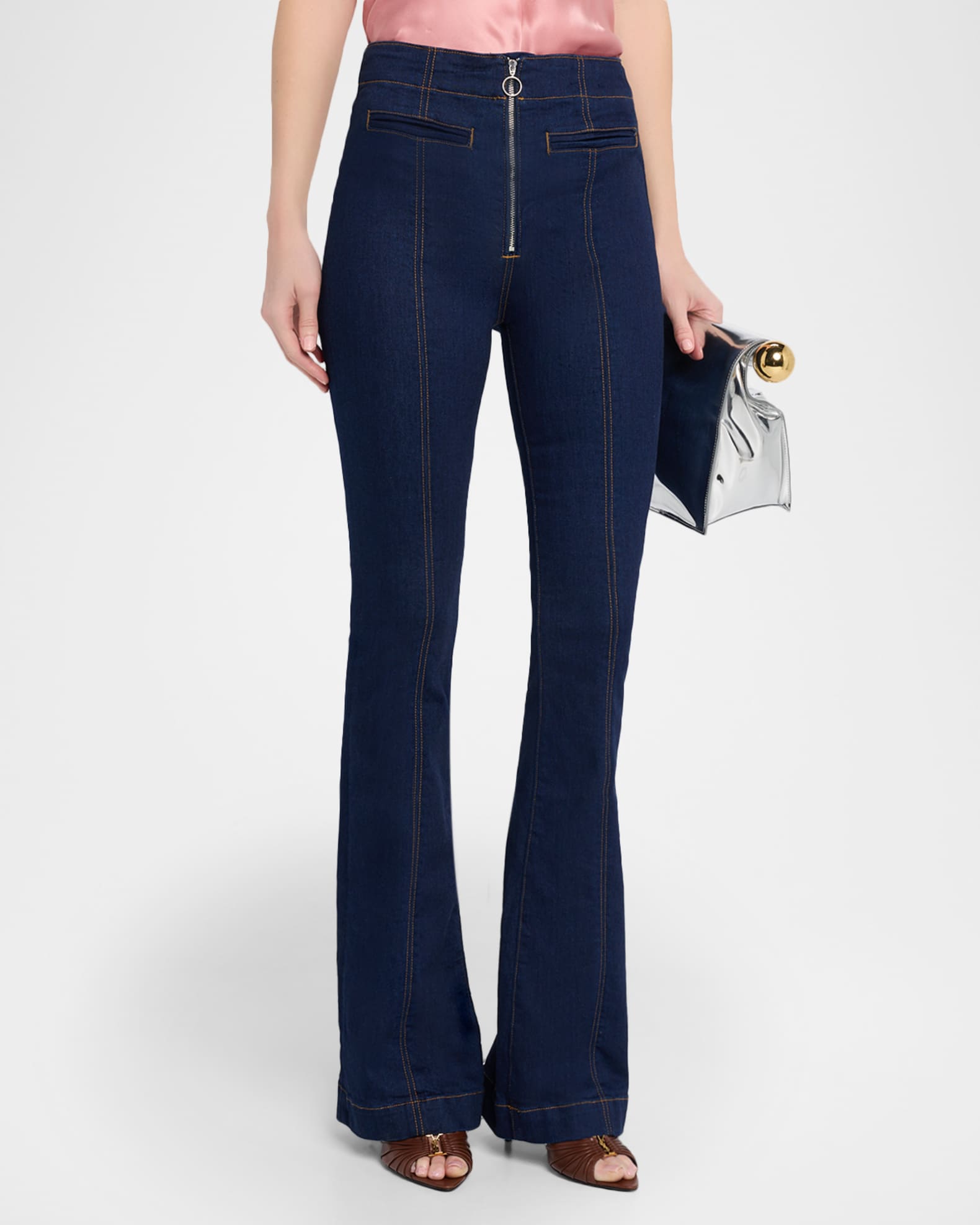 what is holiday dress attire Awesome Baggies High Waist Straight Leg Denim Jeans - Pearl main image 0
