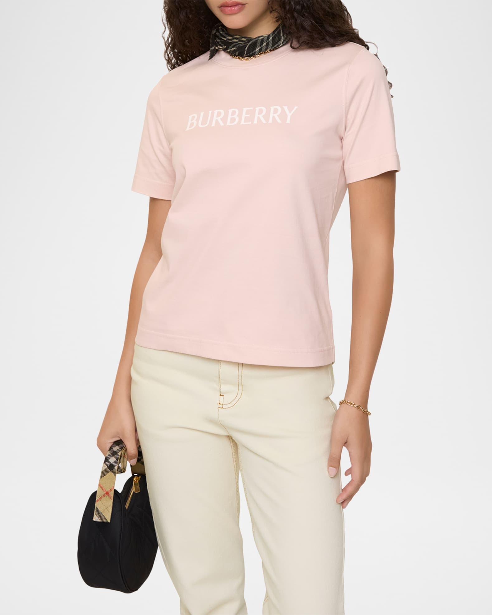 BURBERRY ピンクベージュ Tシャツ 14Y Burberry Frankie Logo-Print Short-Sleeve T-Shirt | Neiman Marcus