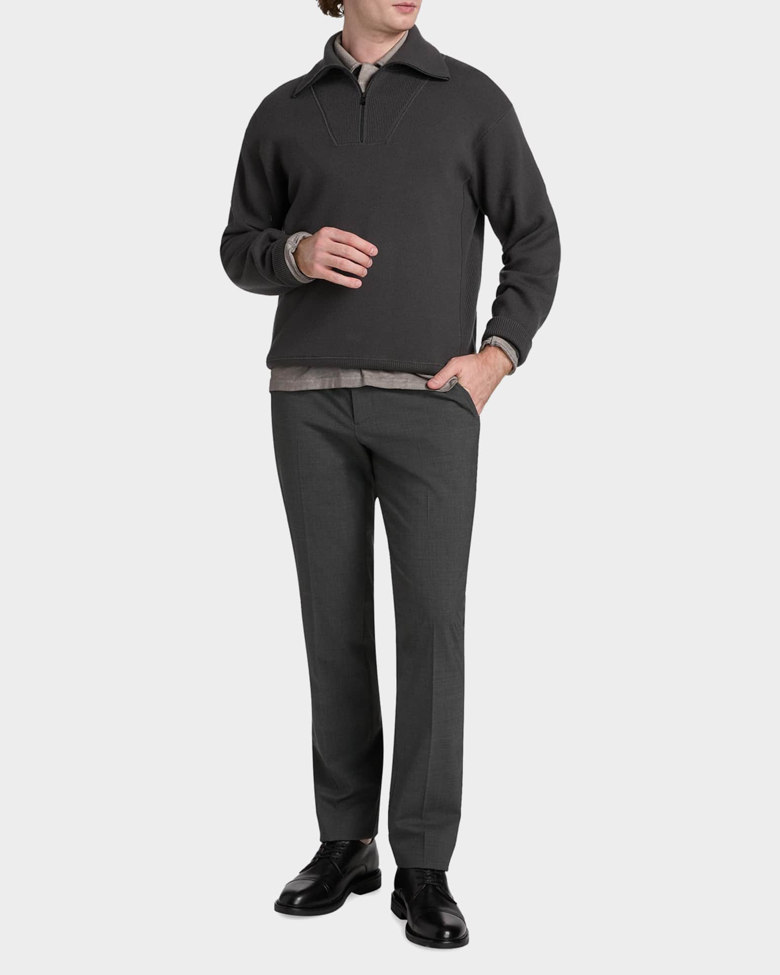 Theory Men's Merino Wool Mock Neck Half-Zip Sweater | Neiman Marcus