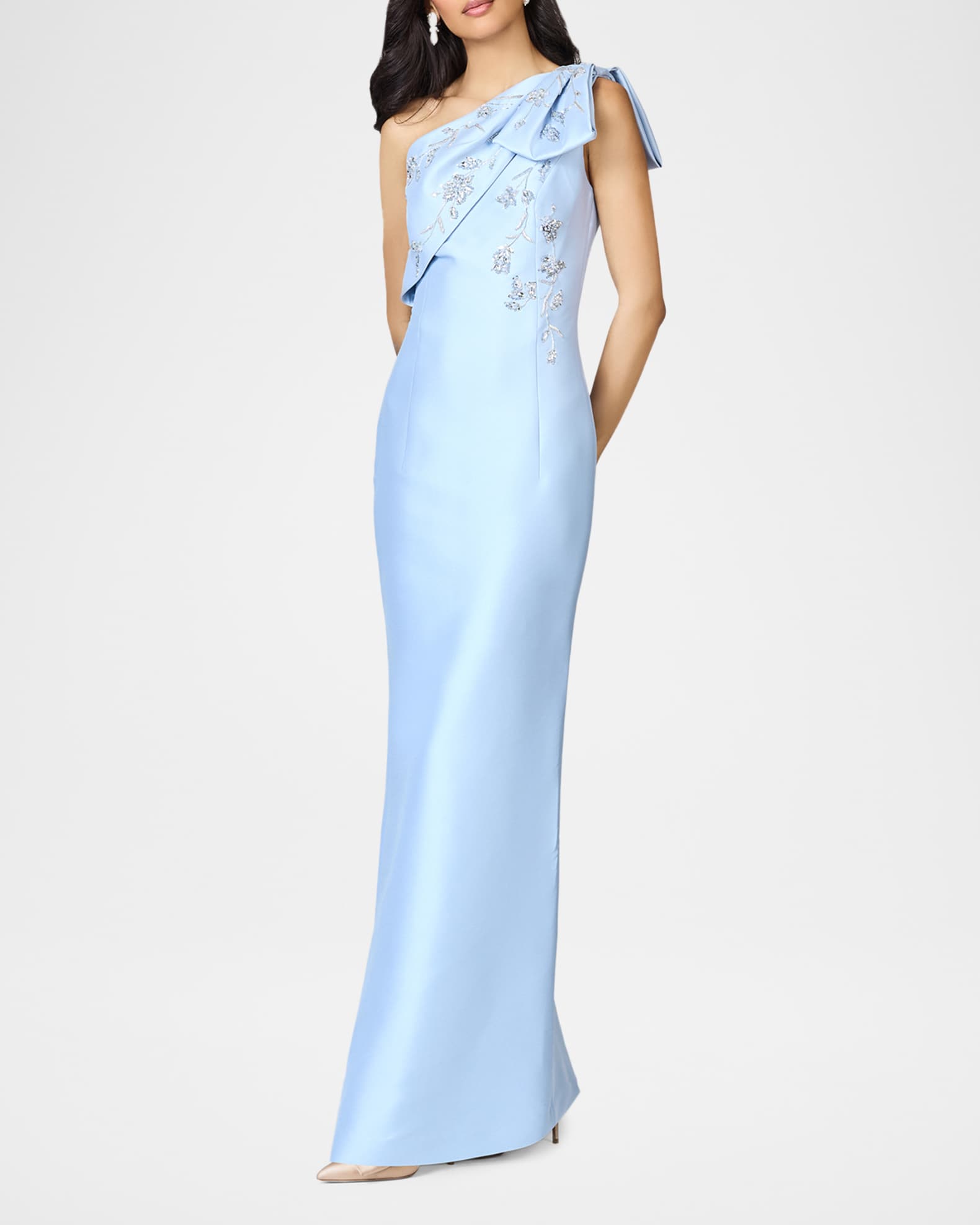 elegant beaded wedding dresses Light Blue Beaded Long Sleeve Bridal Gown main image 1