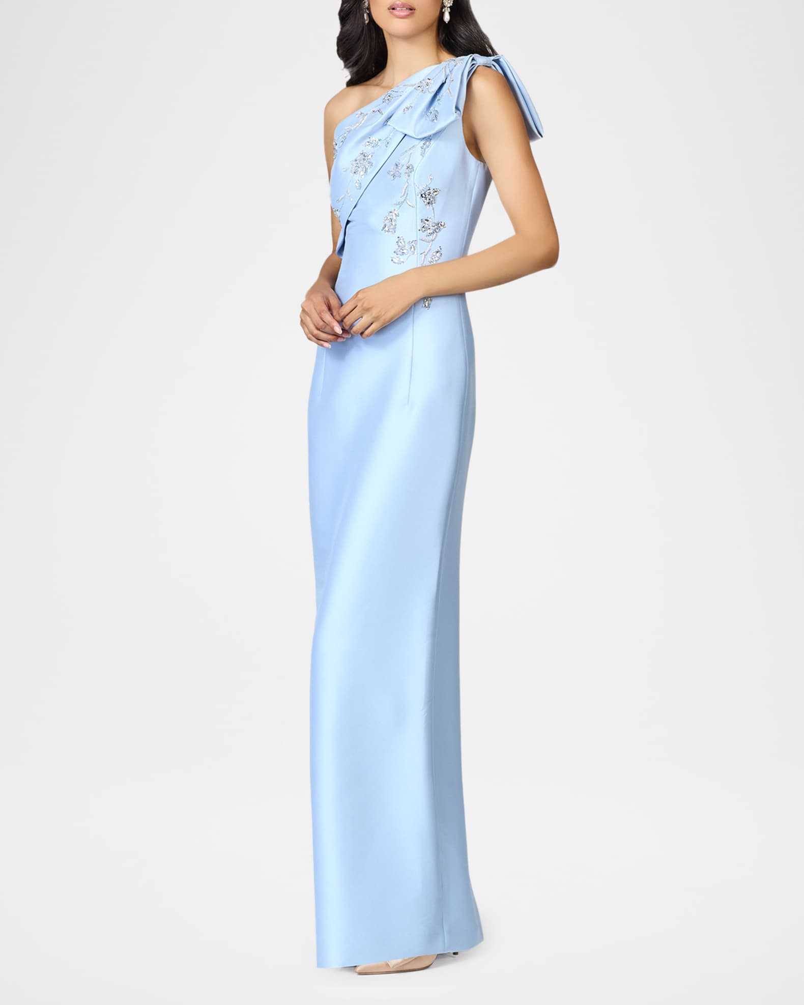 Sachin & Babi Olivia Beaded Bow-Embellished Mikado Gown | Neiman Marcus