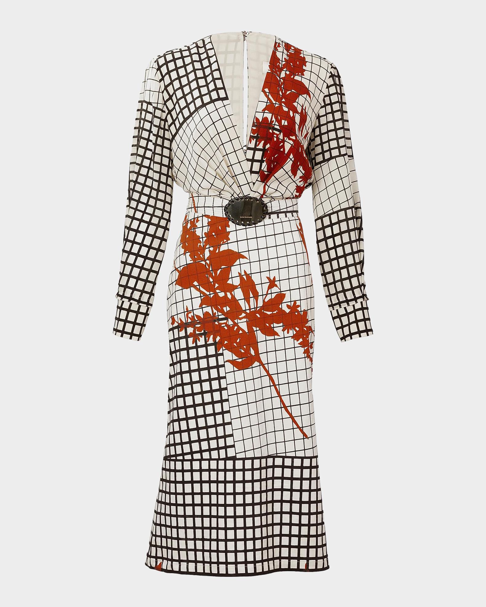 Silvia Tcherassi Kadira Printed Silk-Blend Belted Midi-Dress 