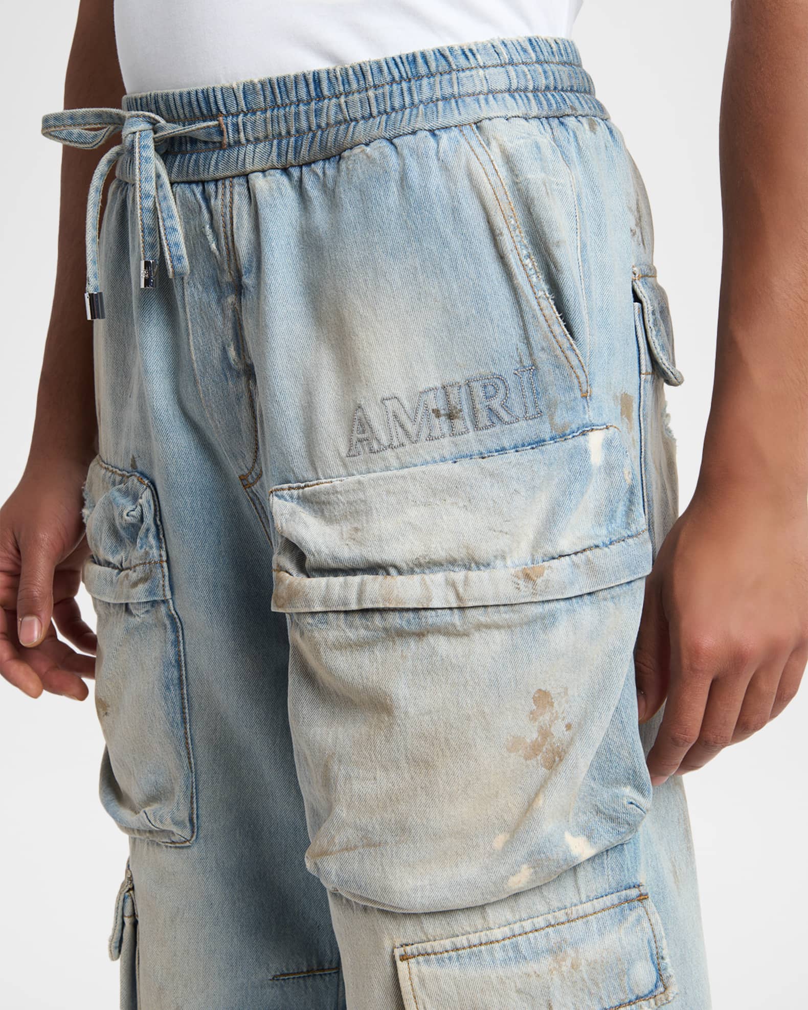 Amiri Men's Vintage-Wash Wide Leg Cargo Jeans | Neiman Marcus