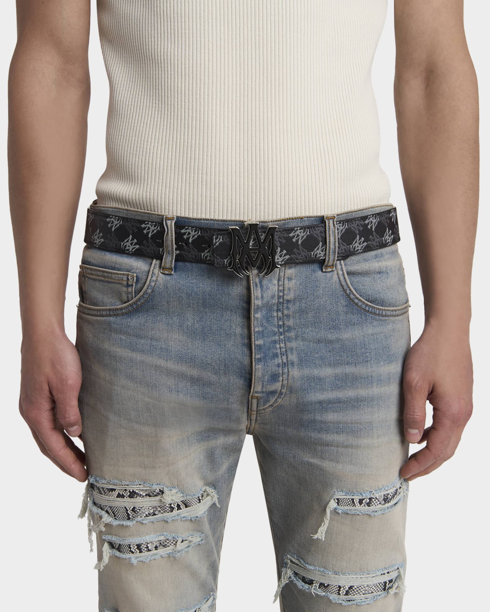 Amiri Men's MA Icon Buckle Leather Belt | Neiman Marcus
