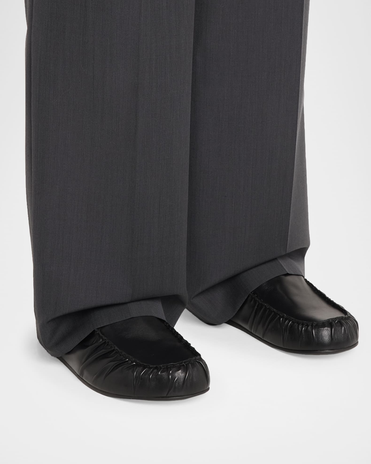 Prada Men's Leather Moc-Toe Mules | Neiman Marcus