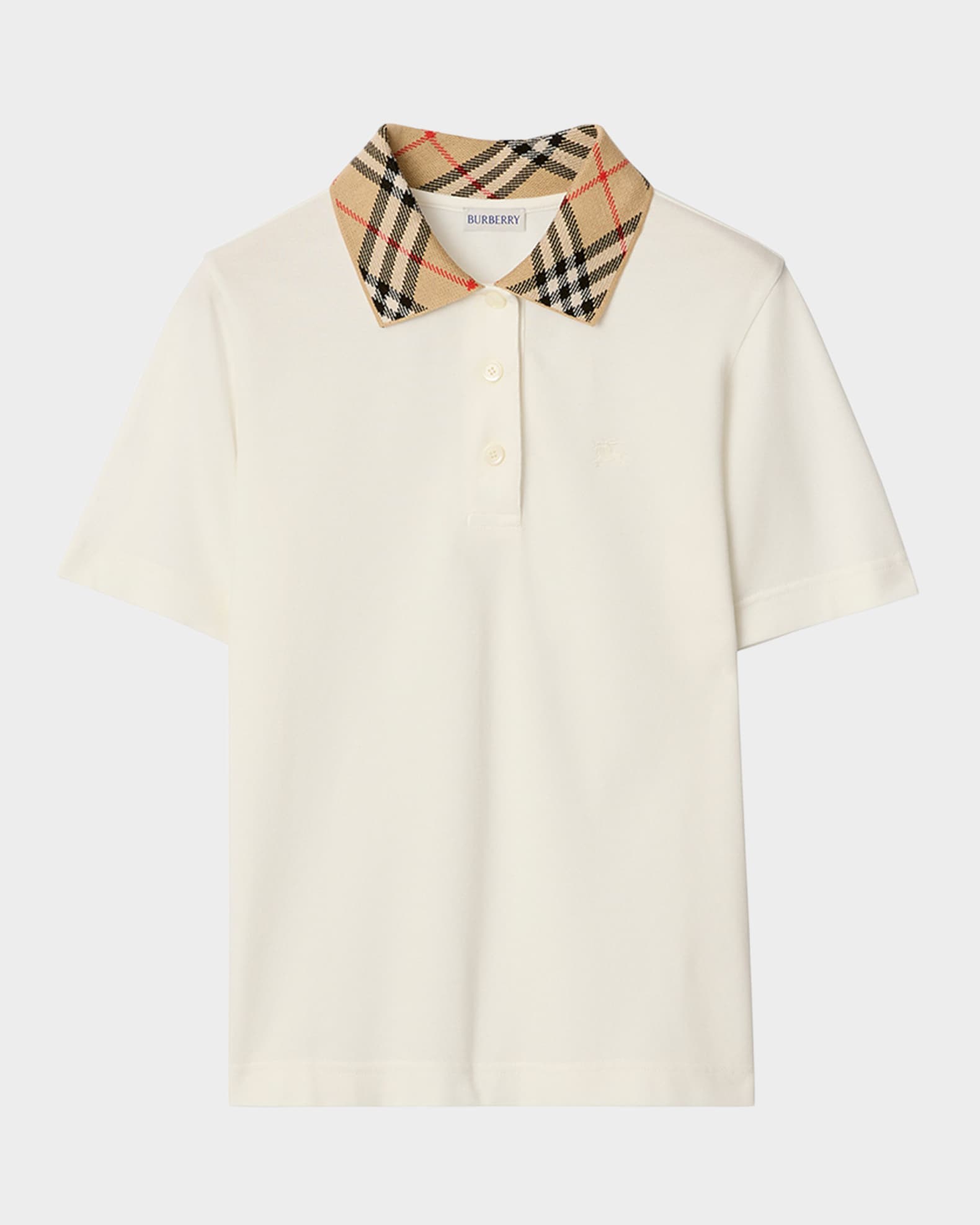 Burberry Imogen Check Collar Short-Sleeve Polo Shirt | Neiman Marcus