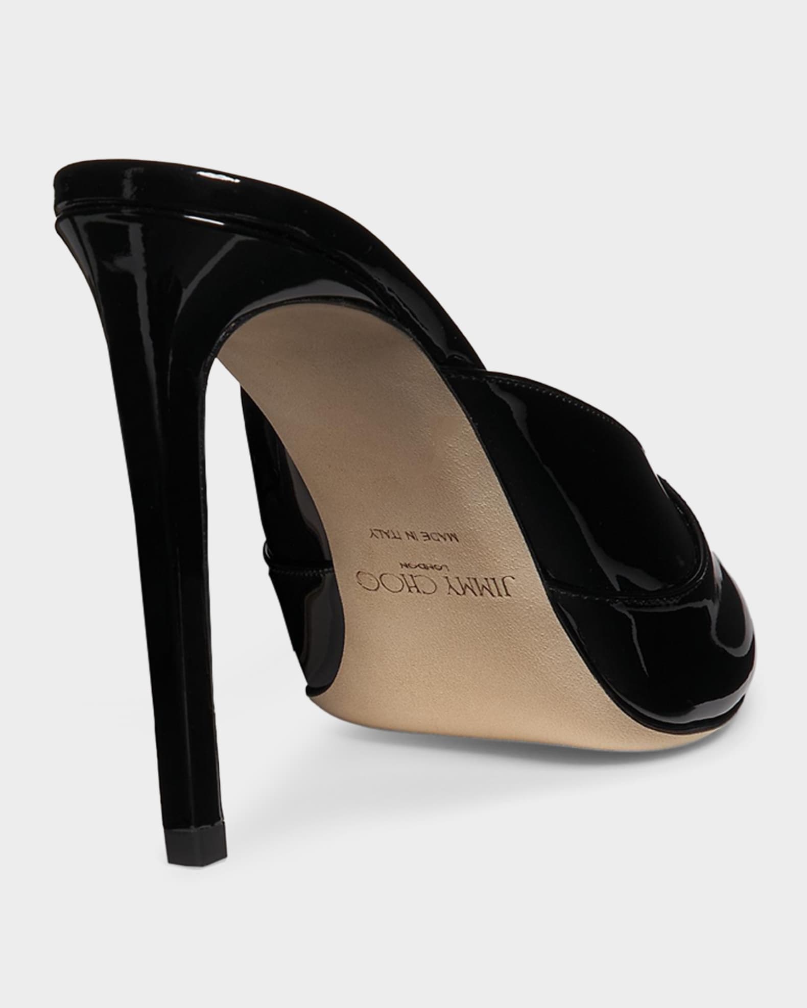 Jimmy Choo 100mm Brigitte Patent Leather Peep-Toe Mules | Neiman