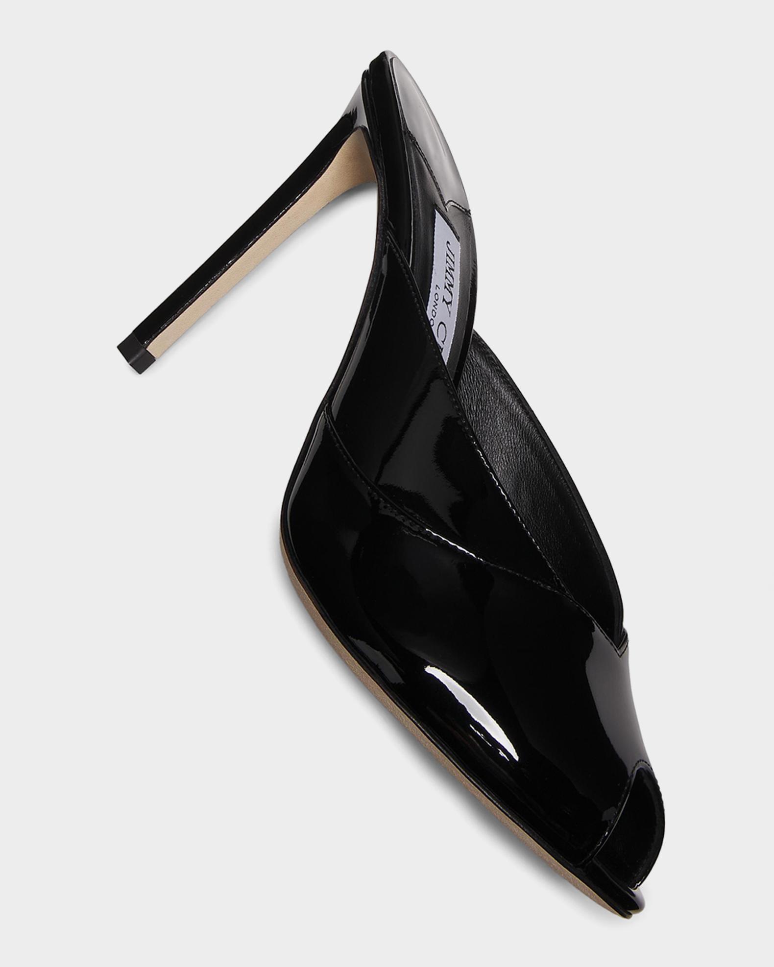 Jimmy Choo 100mm Brigitte Patent Leather Peep-Toe Mules | Neiman
