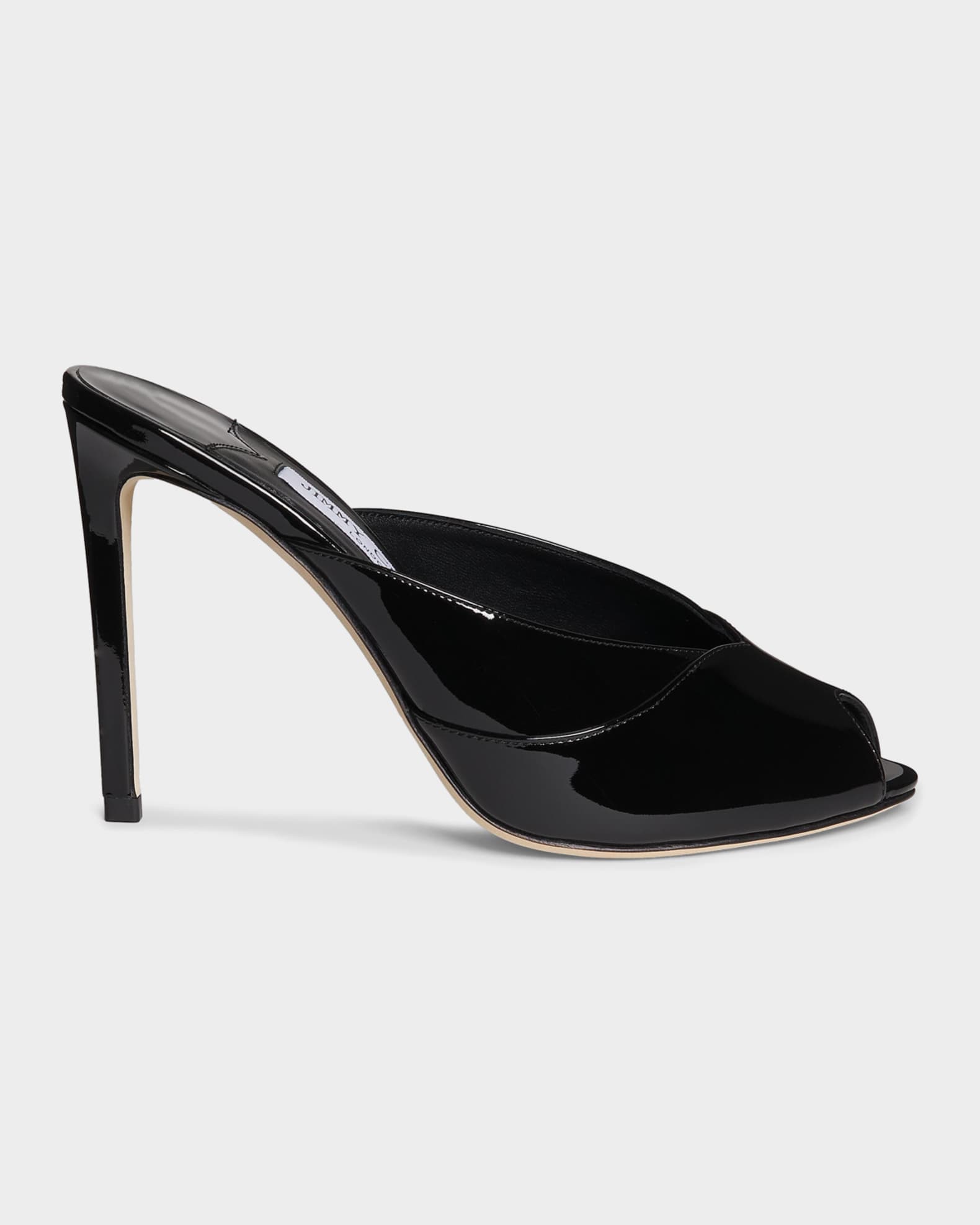 Jimmy Choo 100mm Brigitte Patent Leather Peep-Toe Mules | Neiman