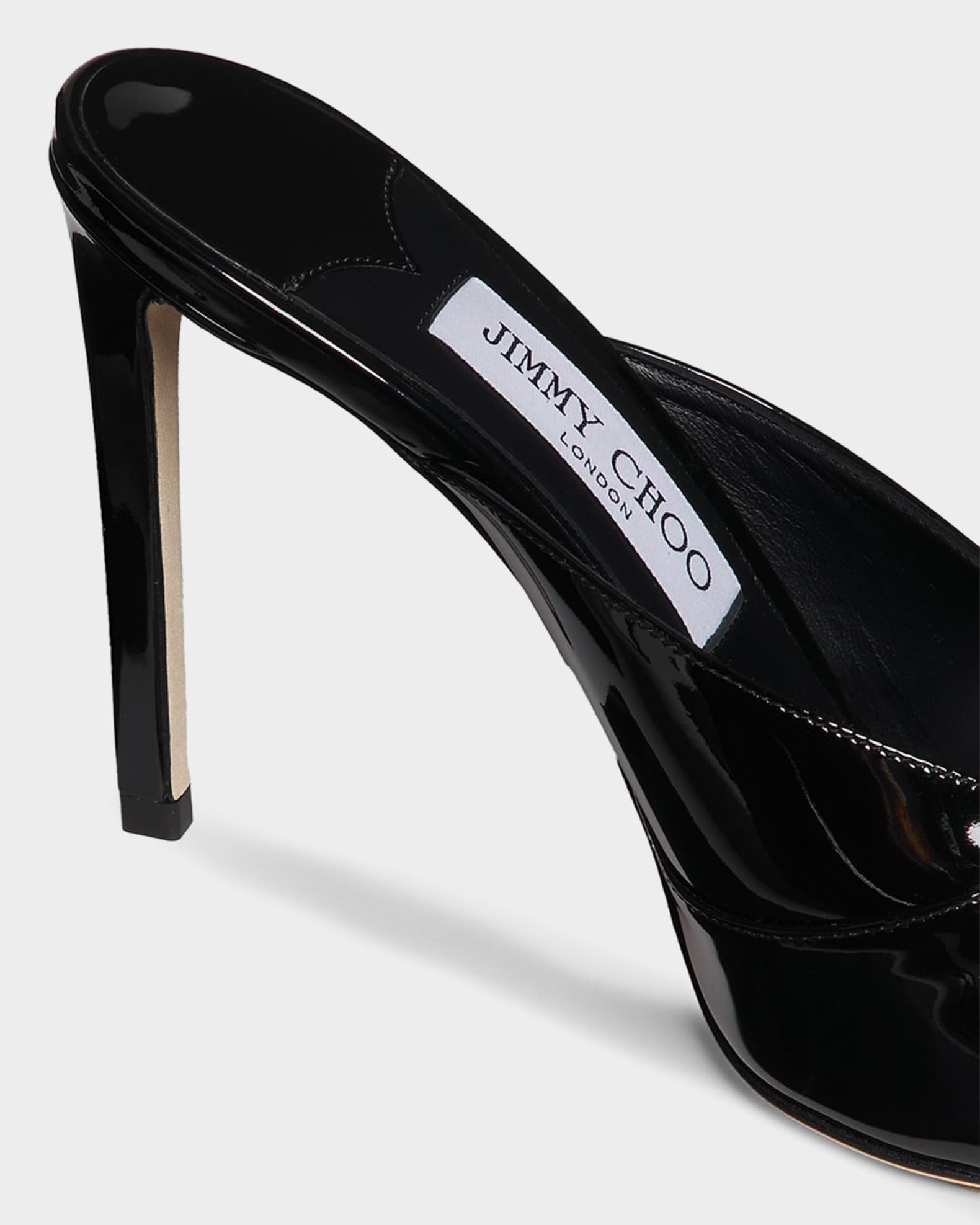 Jimmy Choo 100mm Brigitte Patent Leather Peep-Toe Mules | Neiman