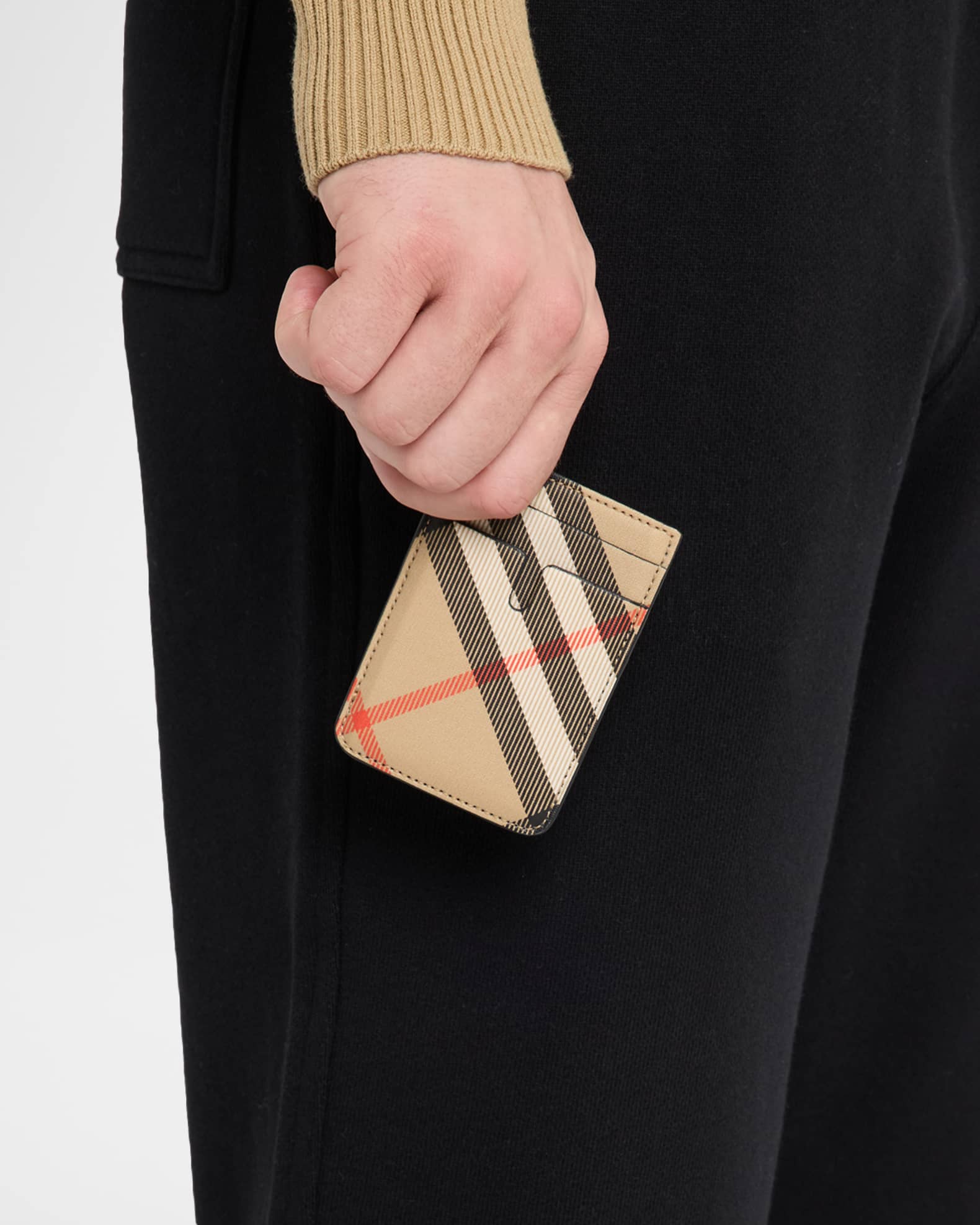 Burberry Men's Check Magnetic Card Case | Neiman Marcus
