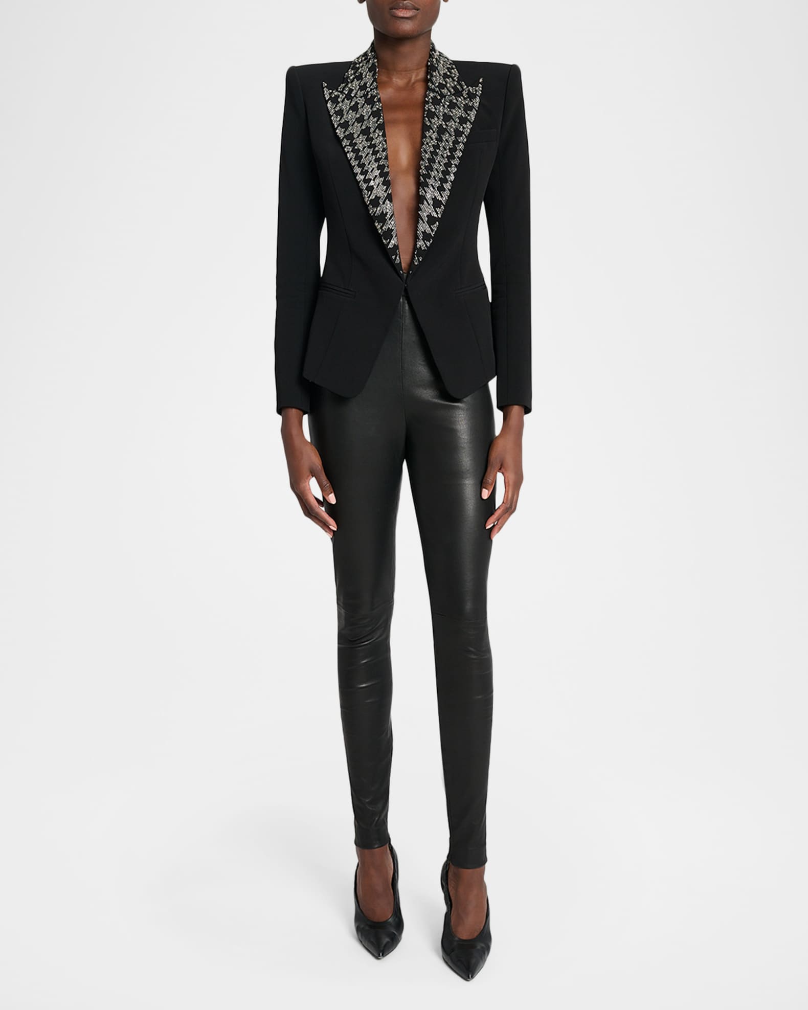 Balmain Embroidered Lapels Single-Breasted Jacket | Neiman Marcus
