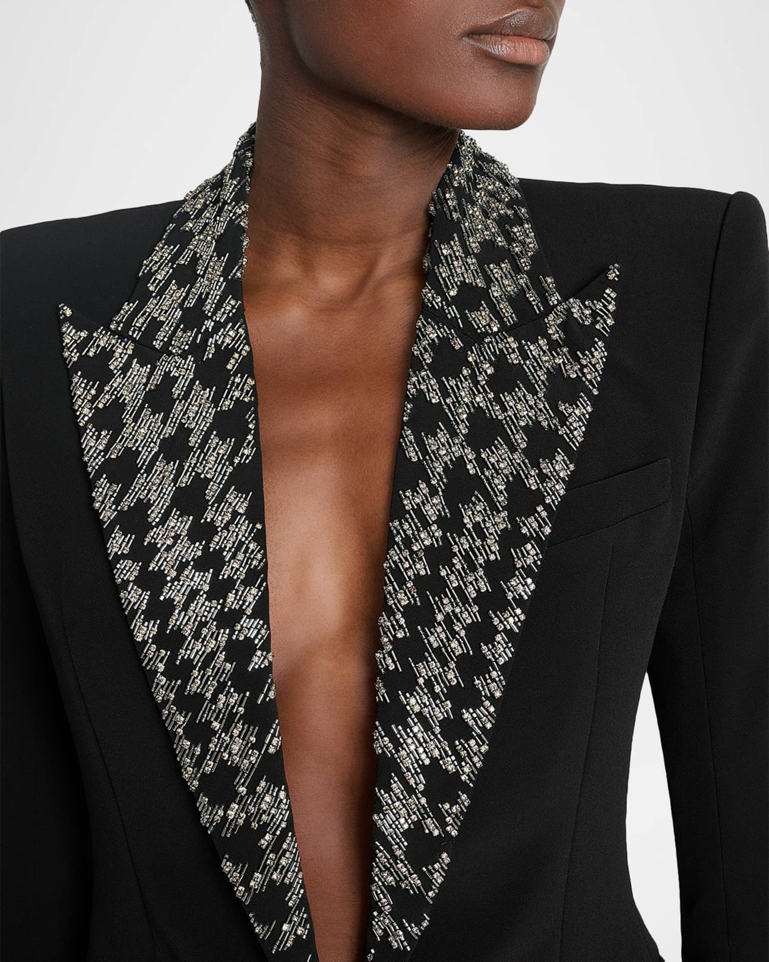 Balmain Embroidered Lapels Single-Breasted Jacket | Neiman Marcus