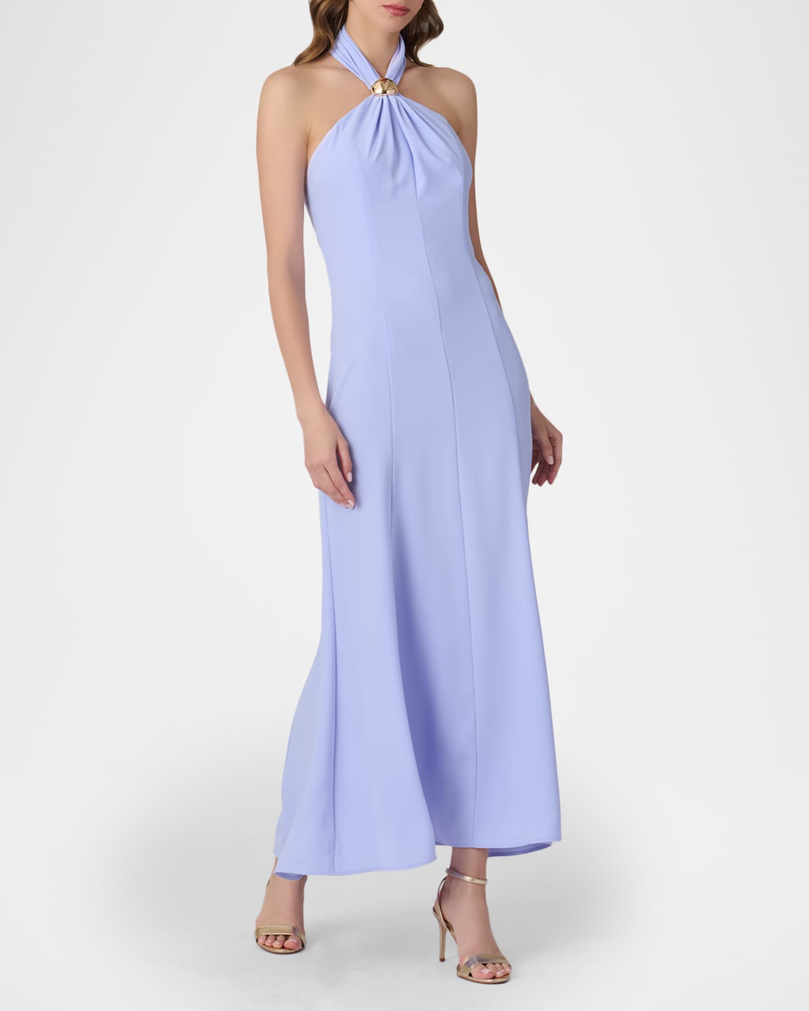 Shoshanna Women's Keller Panelled Halter Midi-Dress - Lilac - Size 2