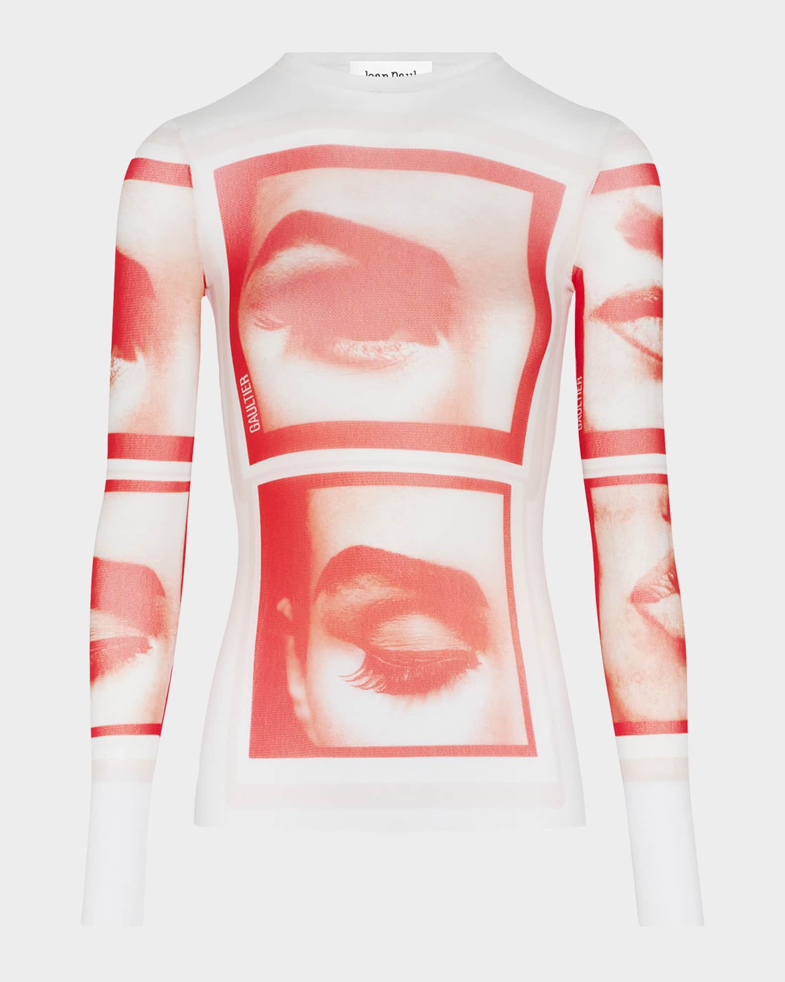 Jean Paul Gaultier Re-Edition Eyes And Lips-Print Mesh Long-Sleeve